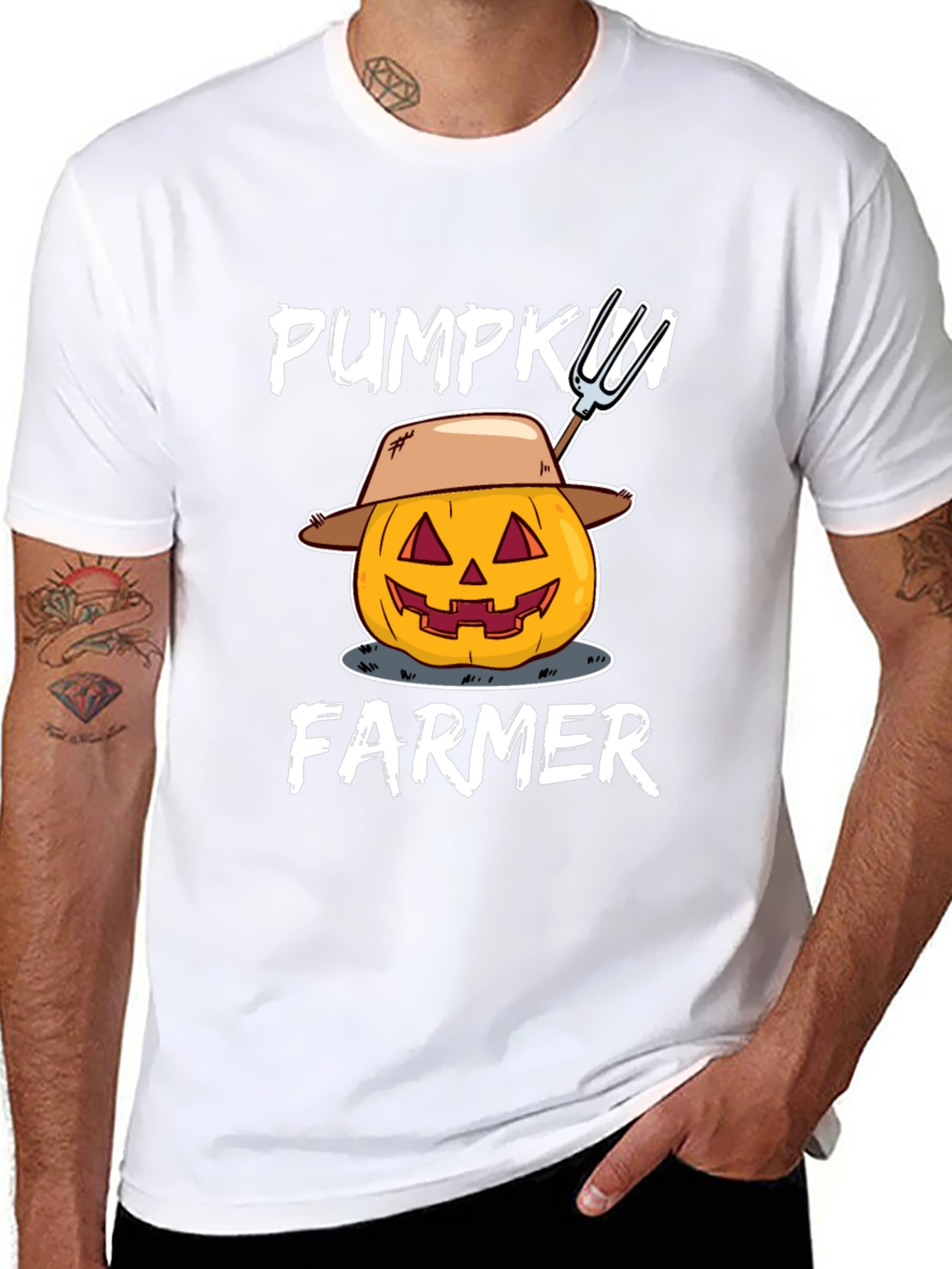 Pumpkin Farmer Graphic Tee - Halloween Harvest Shirt