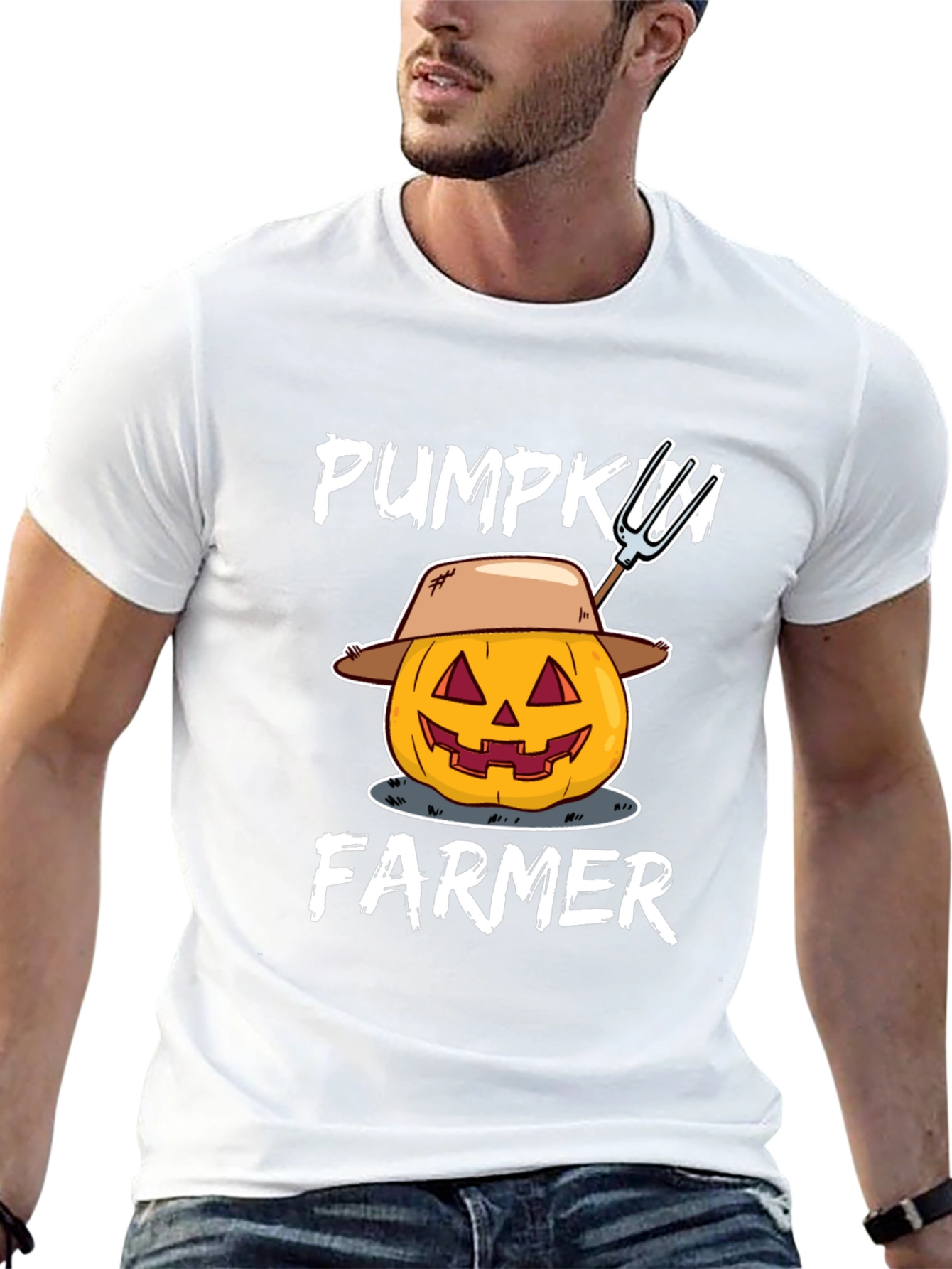 Pumpkin Farmer Graphic Tee - Halloween Harvest Shirt