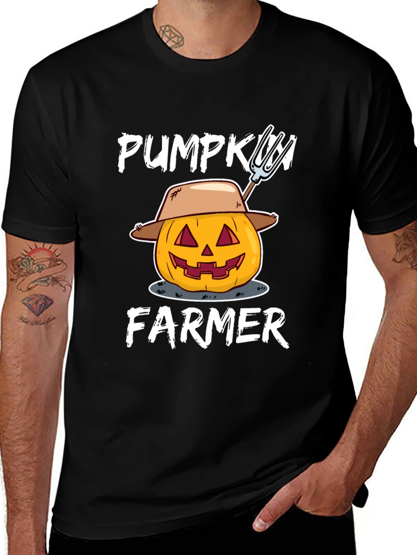 Pumpkin Farmer Graphic Tee - Halloween Harvest Shirt