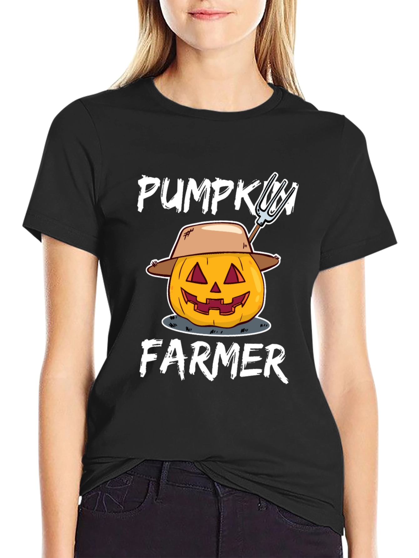 Pumpkin Farmer Graphic Tee - Halloween Harvest Shirt