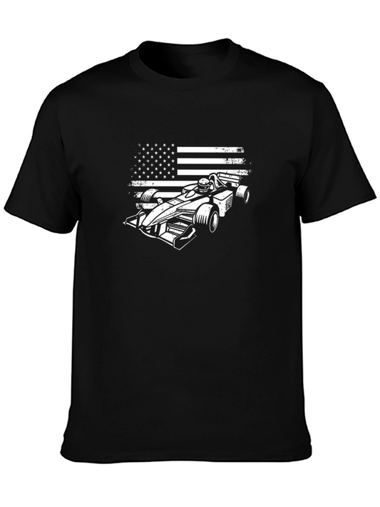 American Flag Race Car T-Shirt