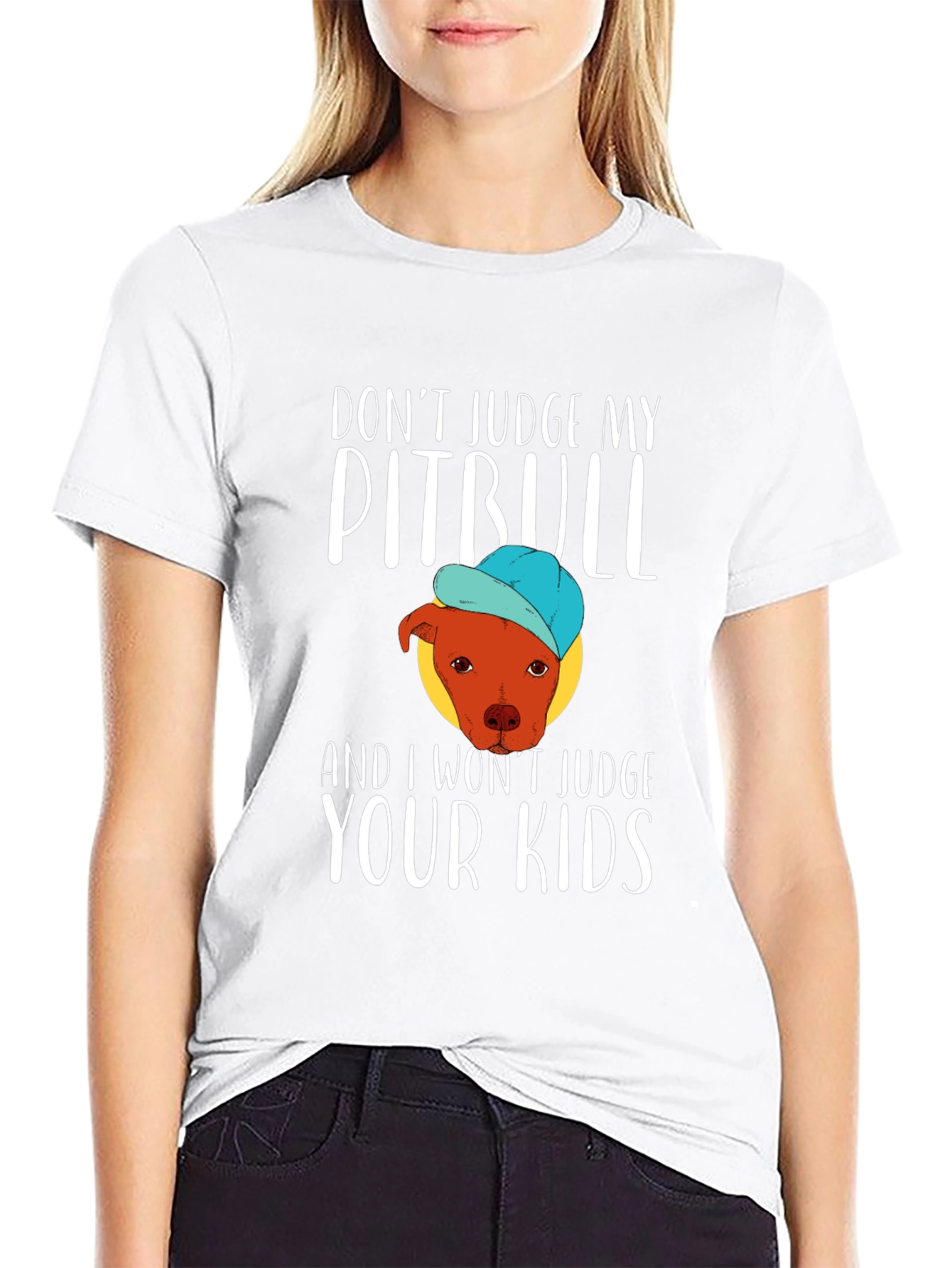 Dont Judge My Pitbull Funny Graphic Tee