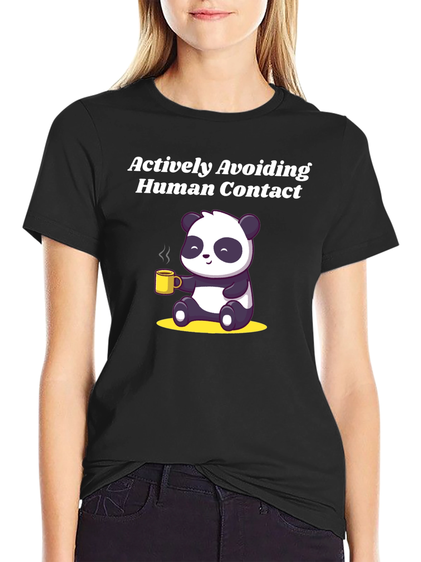 Actively Avoiding Human Contact Panda T-Shirt