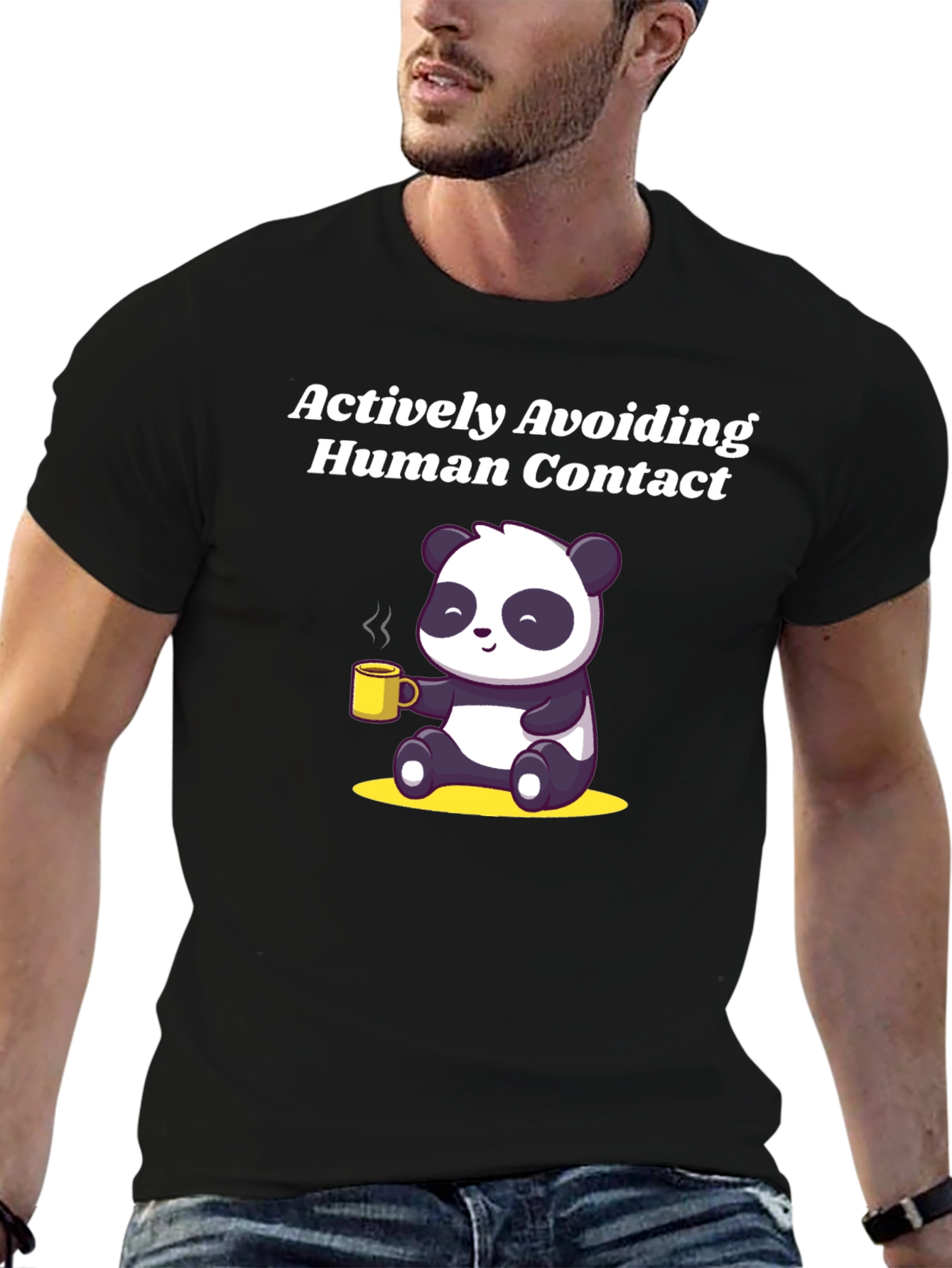 Actively Avoiding Human Contact Panda T-Shirt