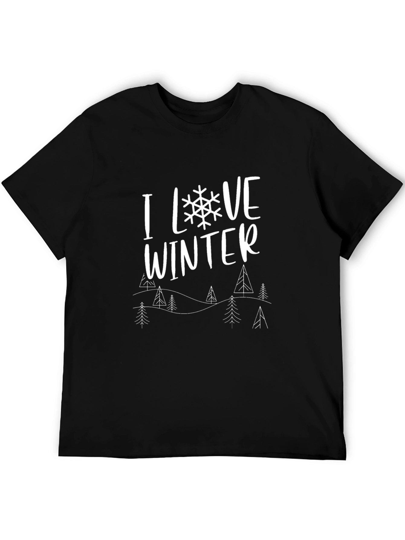 I Love Winter Graphic Tee - Black Cotton Blend
