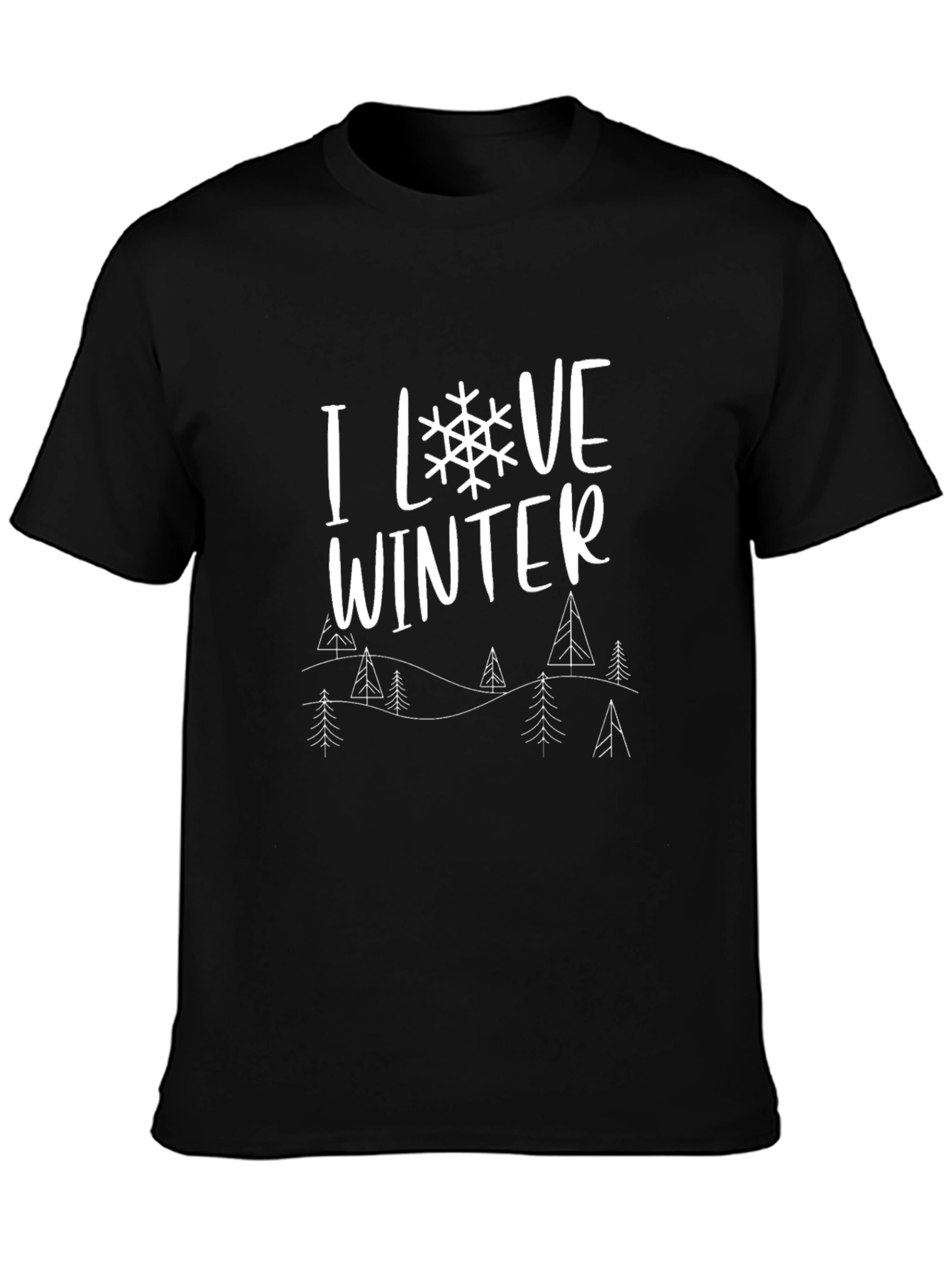 I Love Winter Graphic Tee - Black Cotton Blend