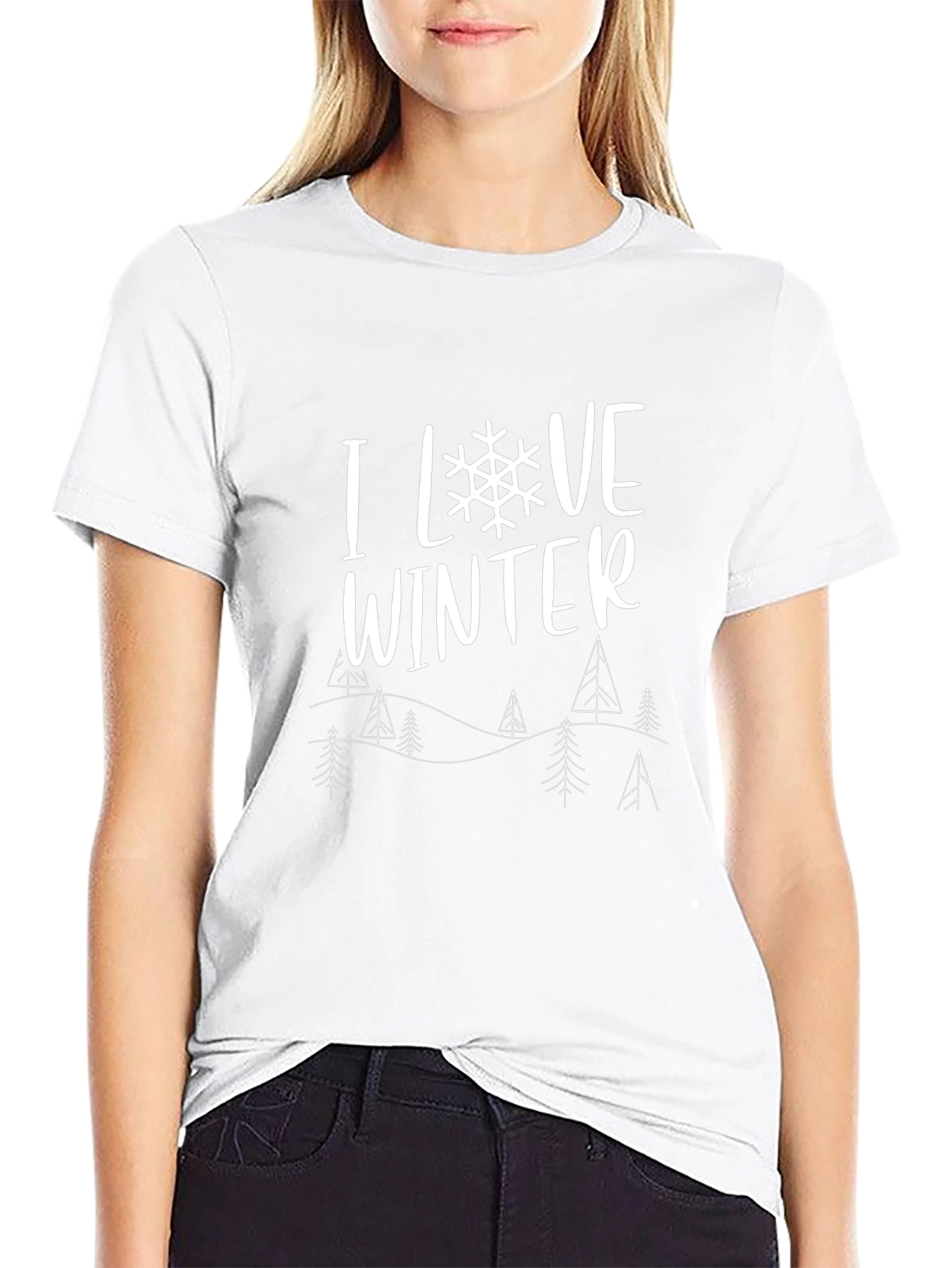 I Love Winter Graphic Tee - Black Cotton Blend