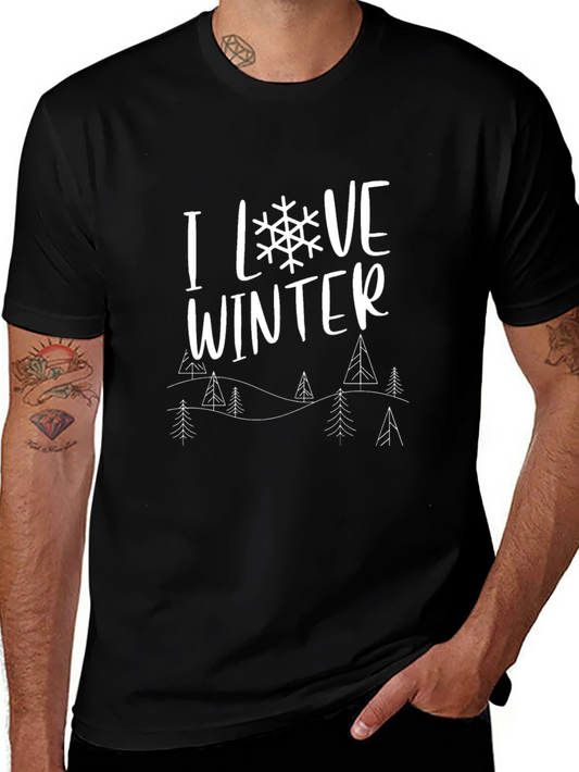 I Love Winter Graphic Tee - Black Cotton Blend