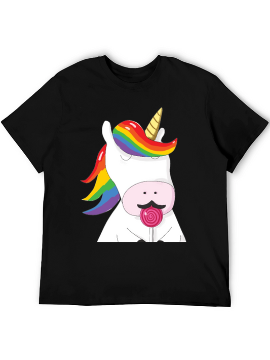 Funny Unicorn Lollipop T-Shirt - Rainbow Mane Graphic Tee