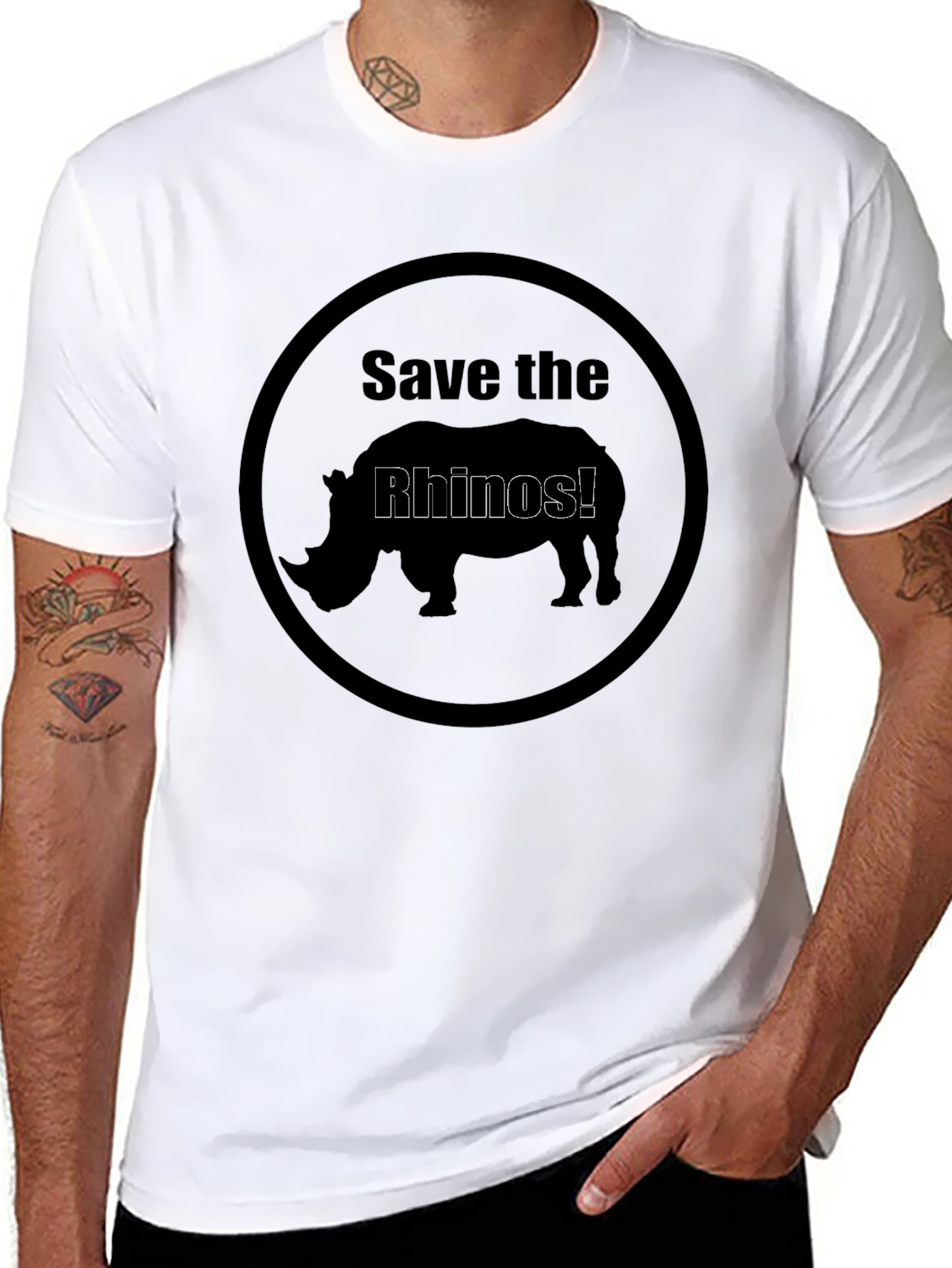 Save the Rhinos! Black T-Shirt