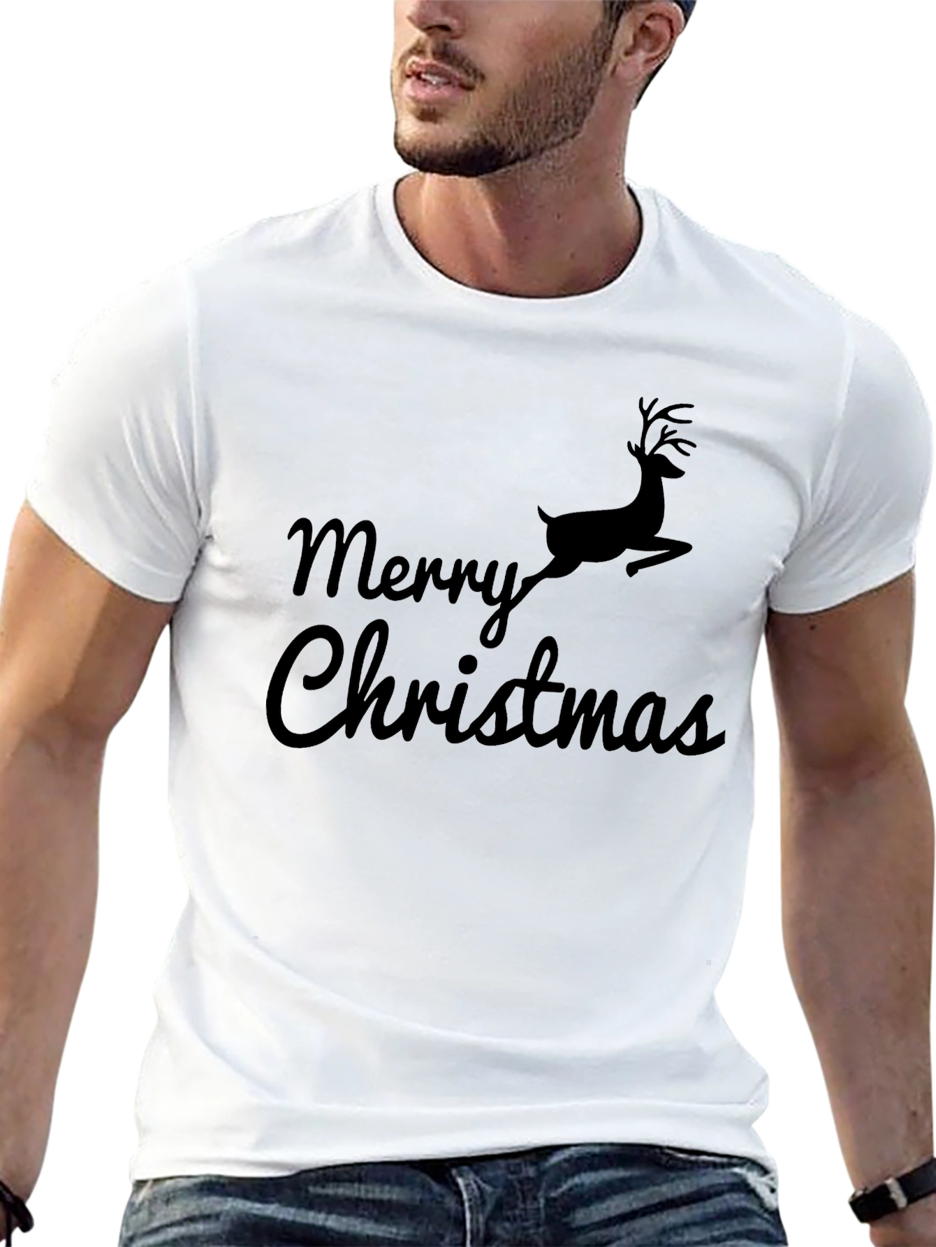 Festive Christmas T-Shirt with Reindeer Design