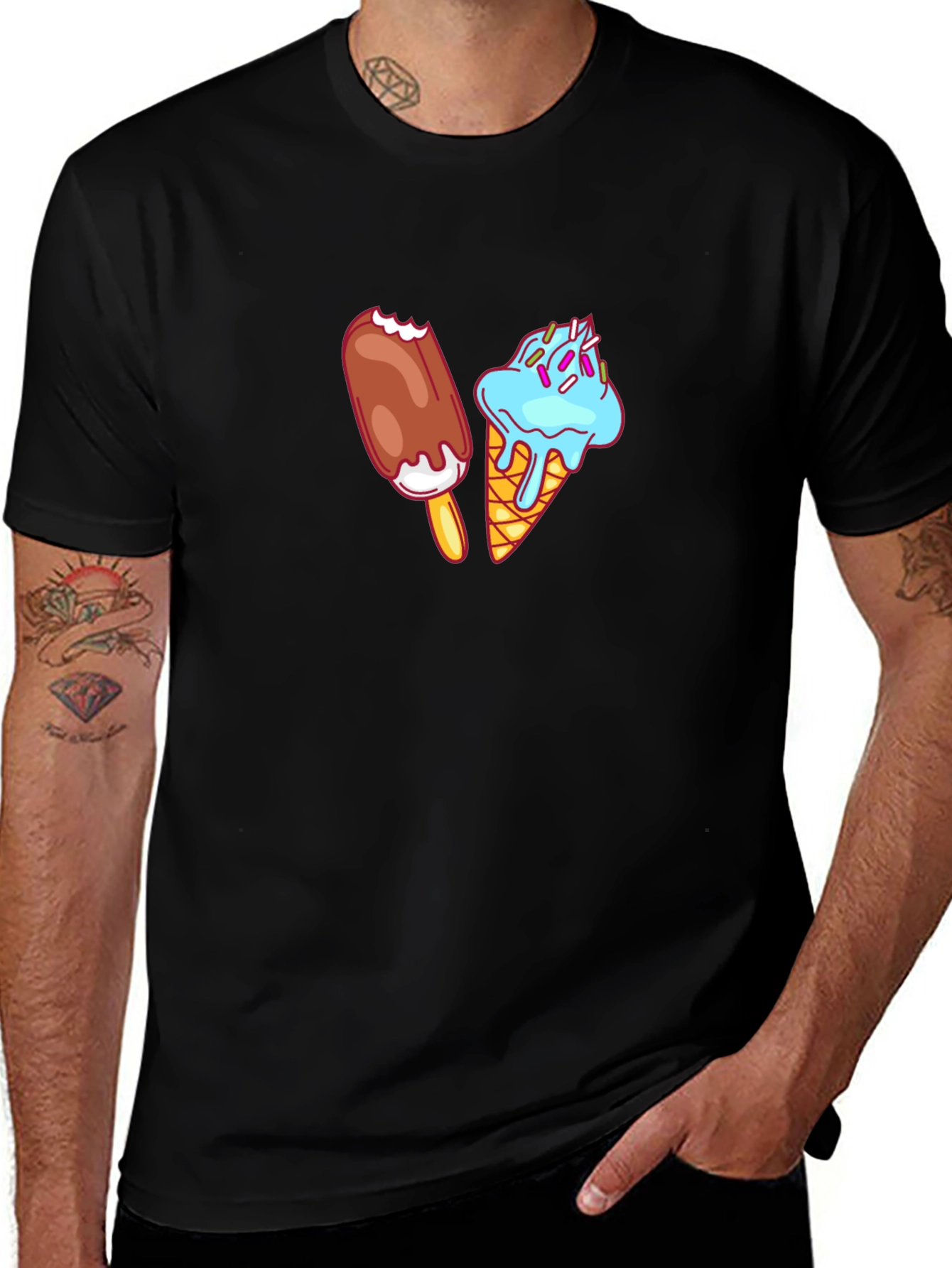 Ice Cream Graphic Tee - Black