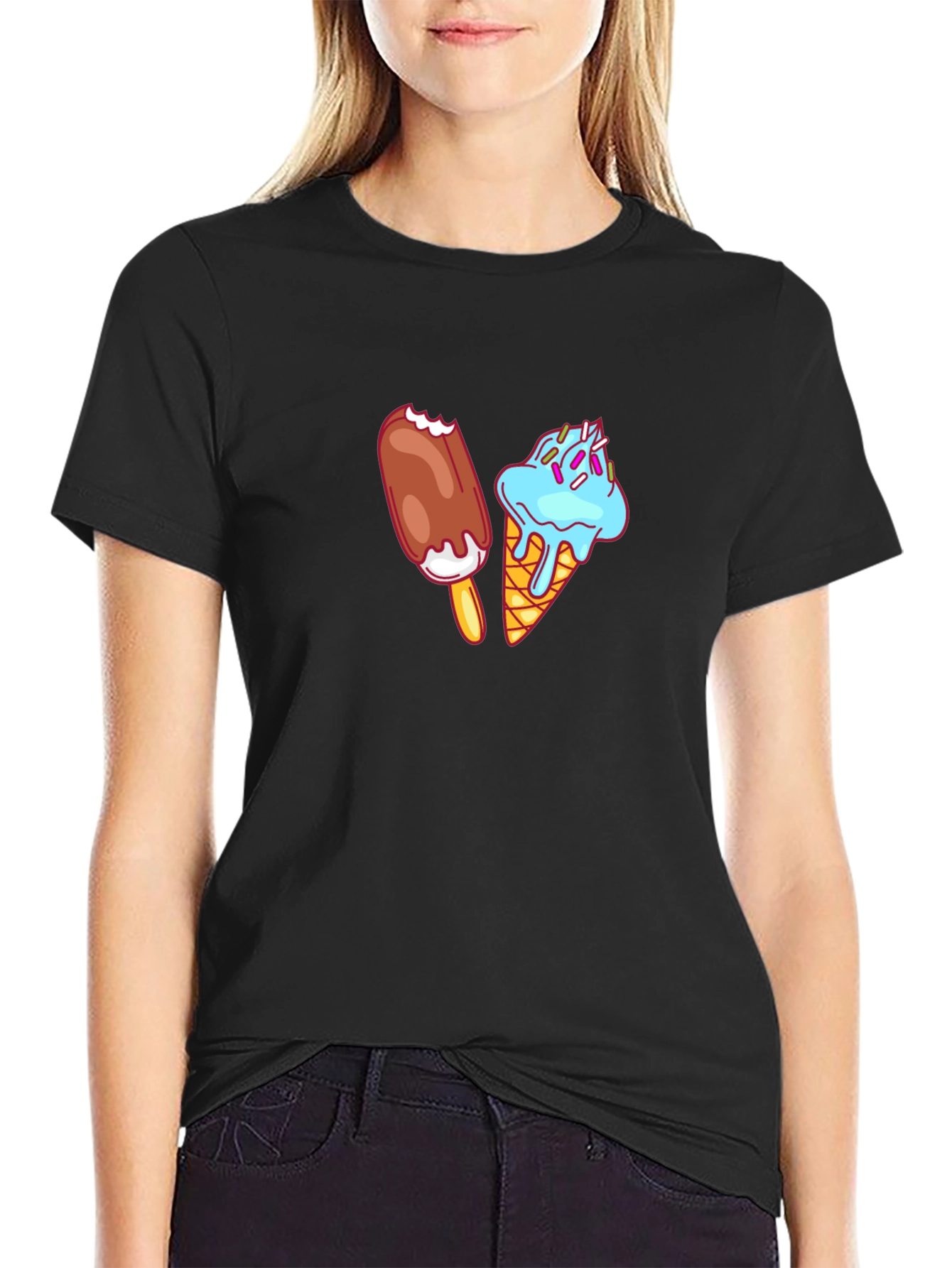 Ice Cream Graphic Tee - Black