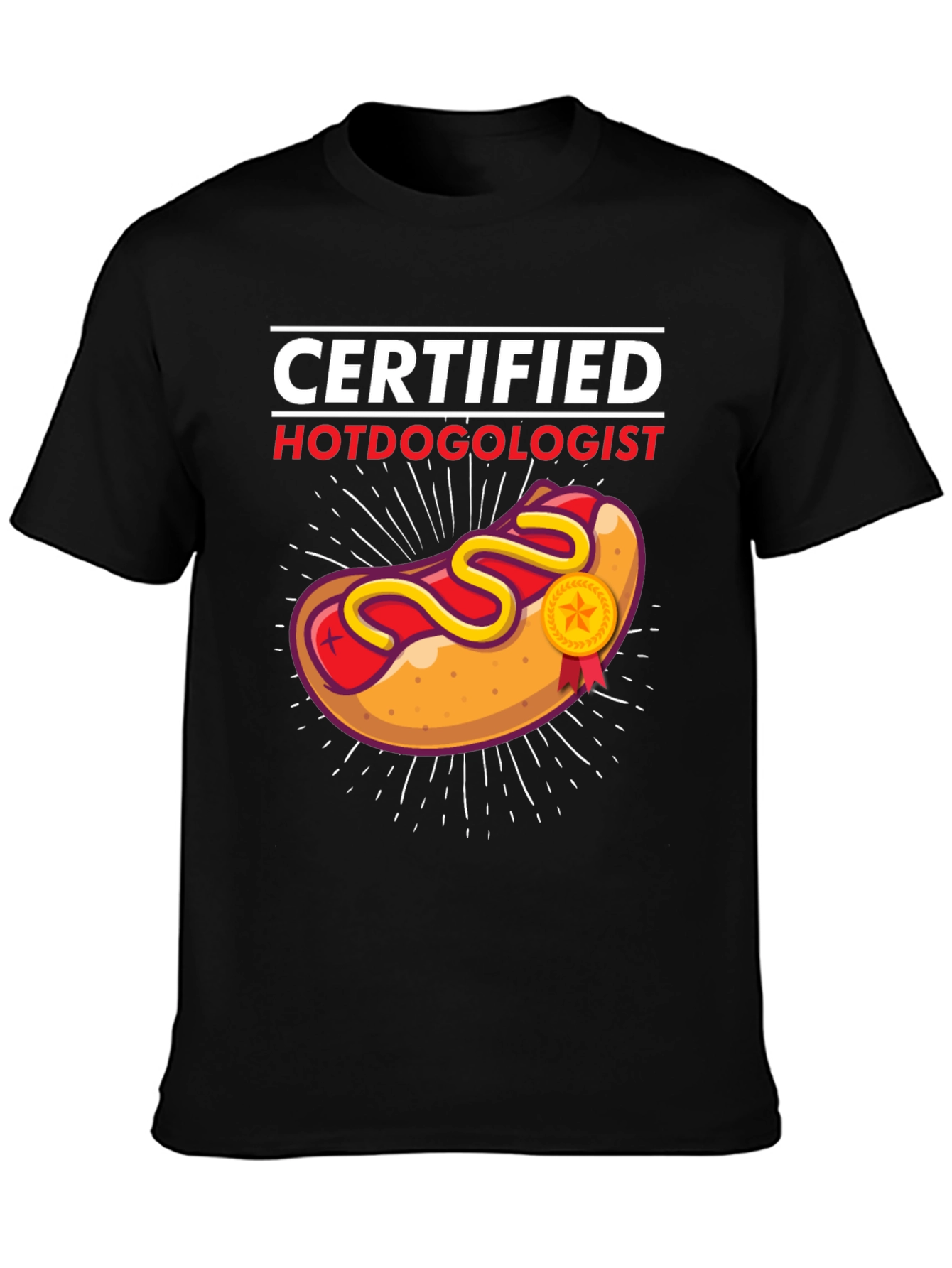 Certified Hotdogologist Black Graphic T-Shirt