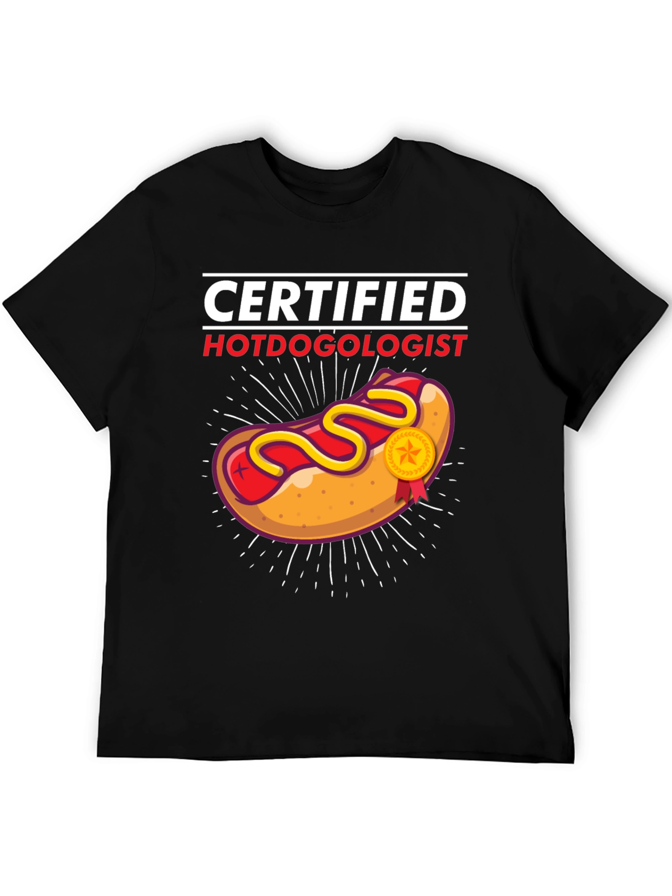 Certified Hotdogologist Black Graphic T-Shirt