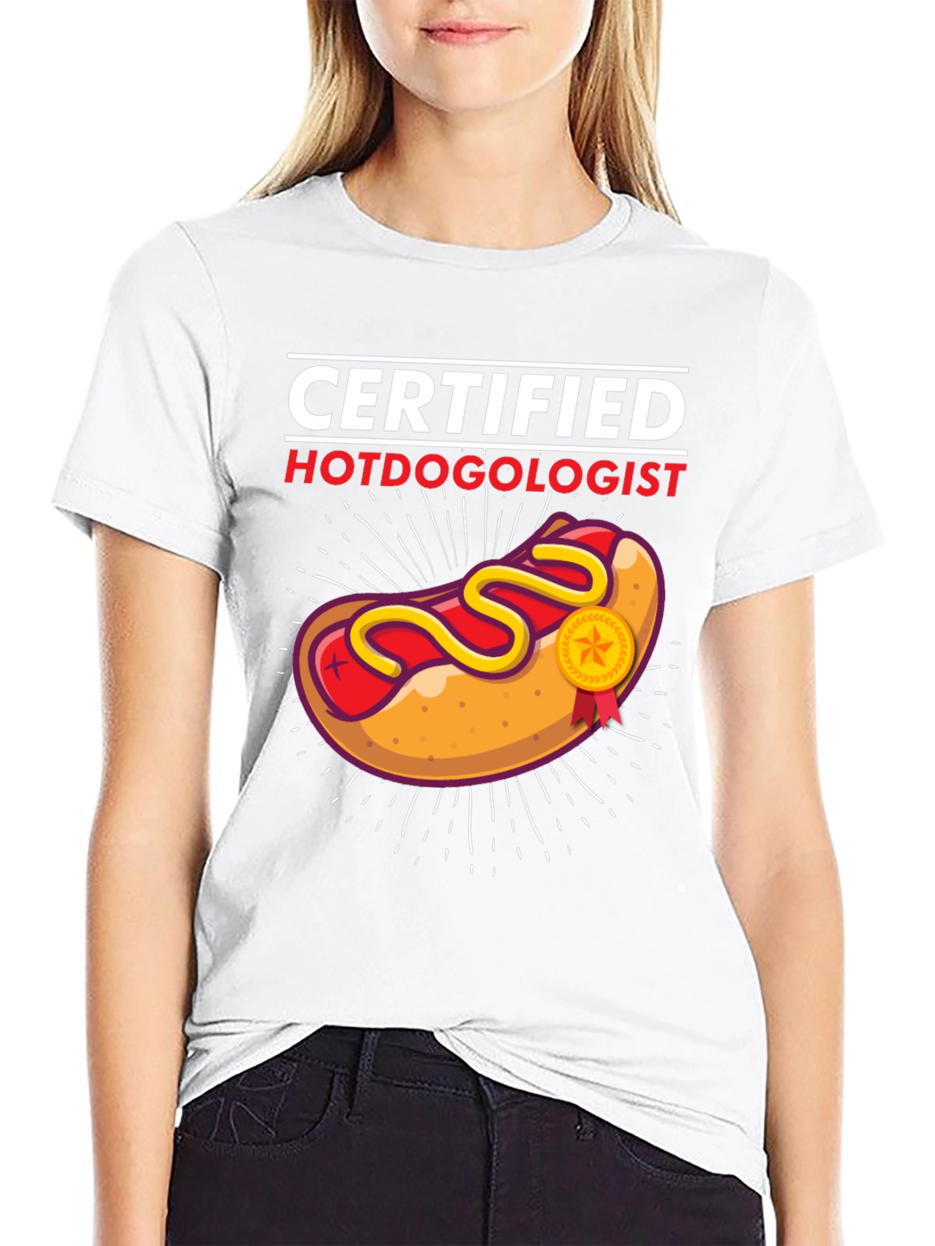 Certified Hotdogologist Black Graphic T-Shirt