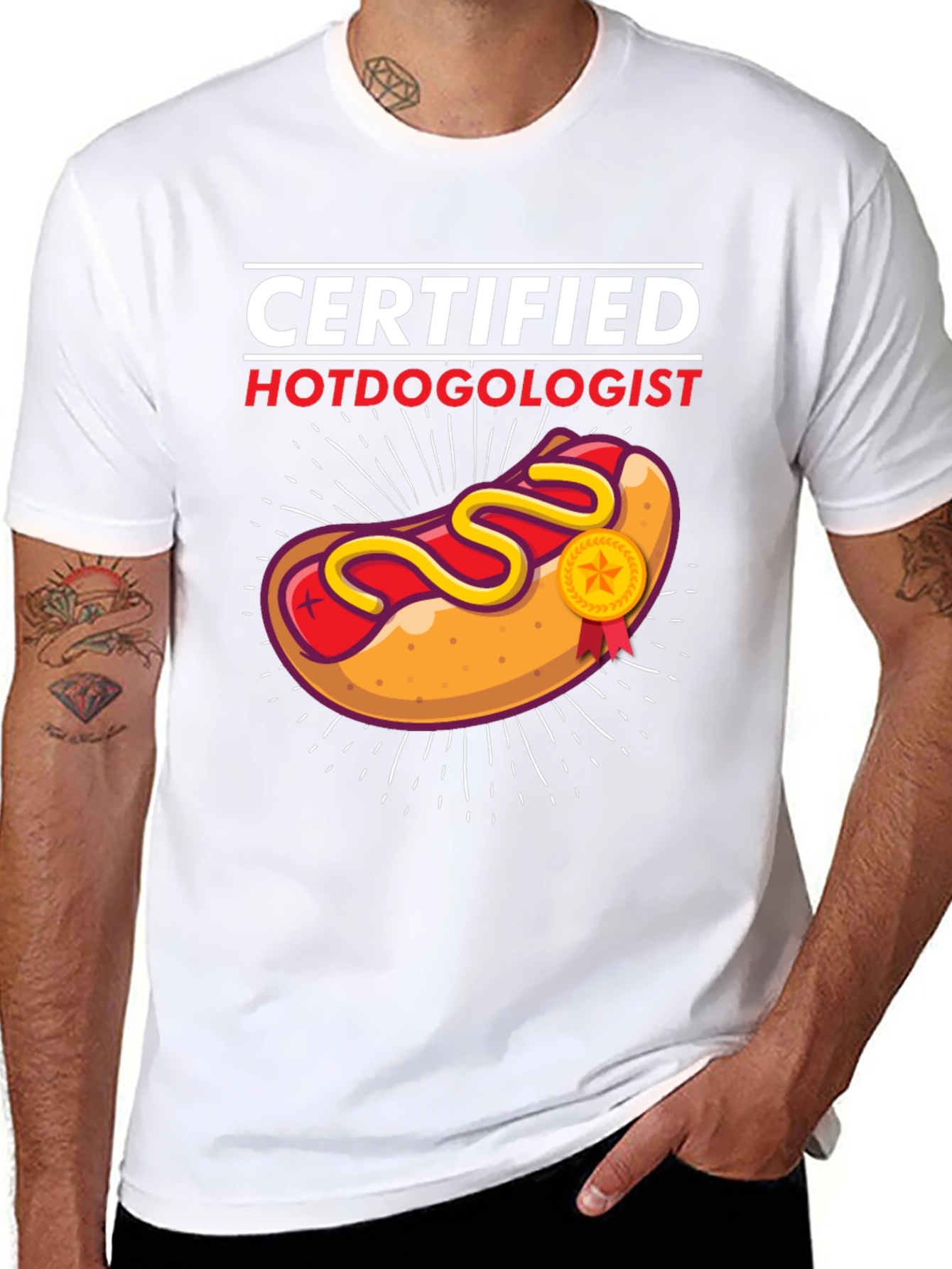 Certified Hotdogologist Black Graphic T-Shirt
