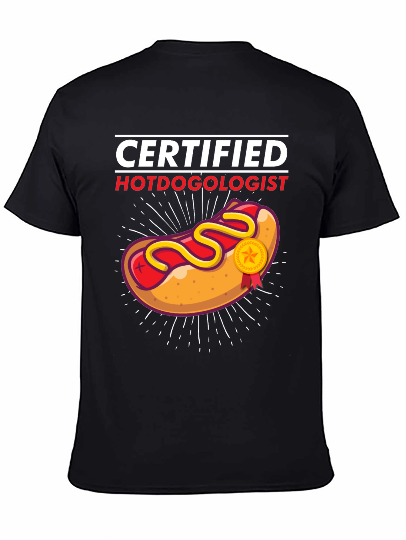 Certified Hotdogologist Black Graphic T-Shirt