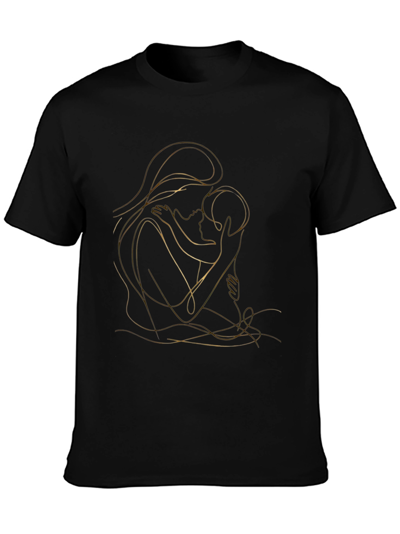 Elegant Mother & Child Line Art Graphic Tee