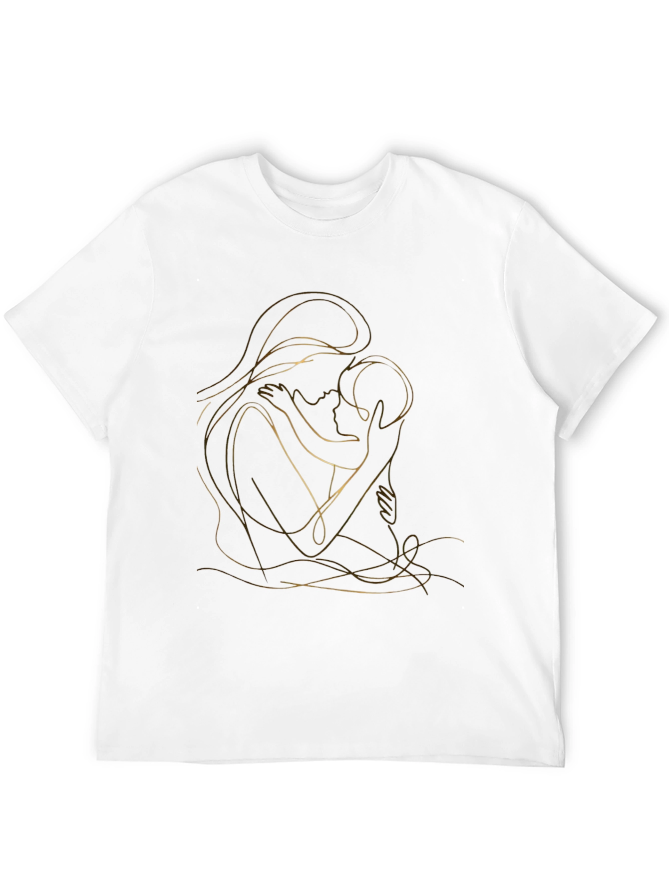 Elegant Mother & Child Line Art Graphic Tee