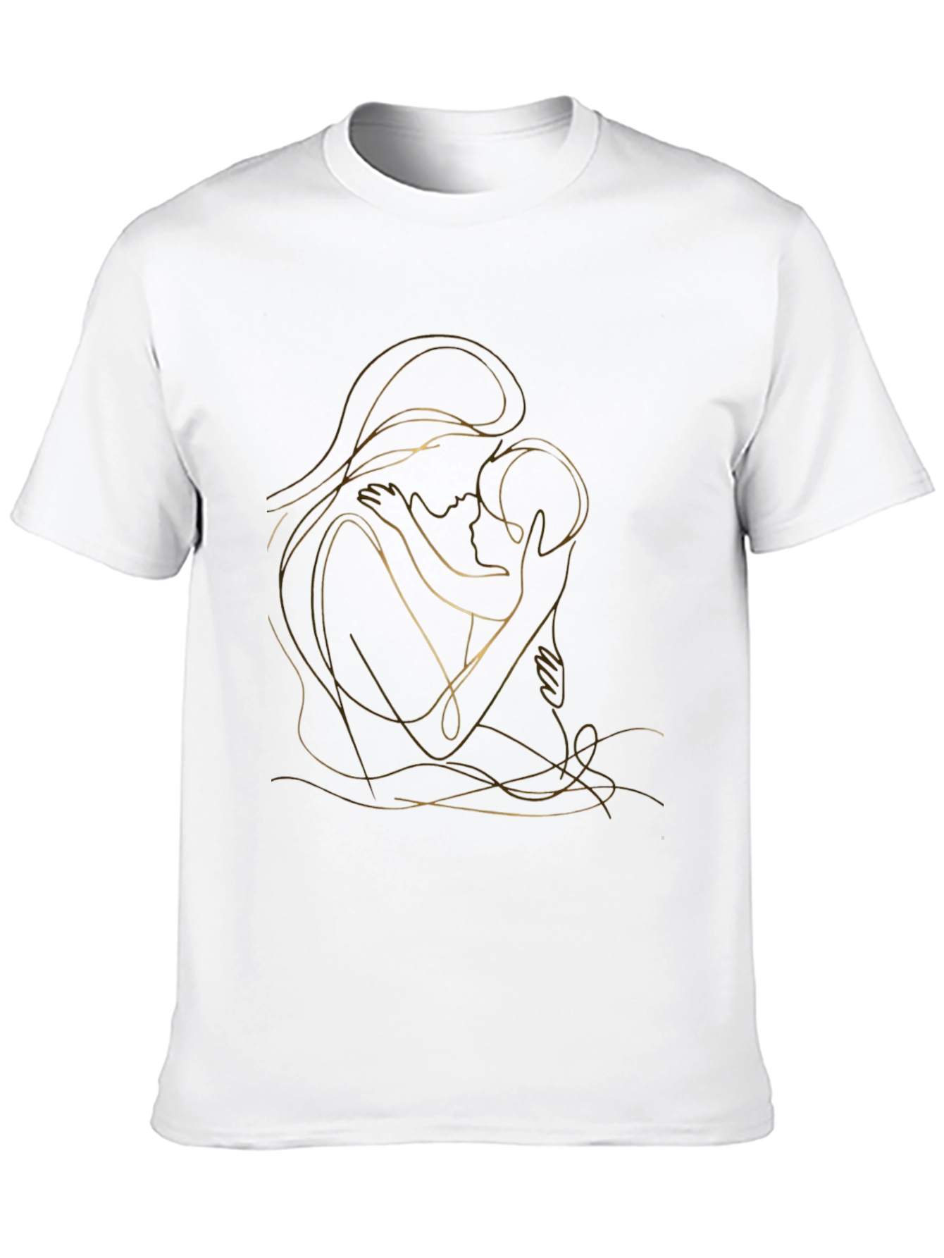 Elegant Mother & Child Line Art Graphic Tee
