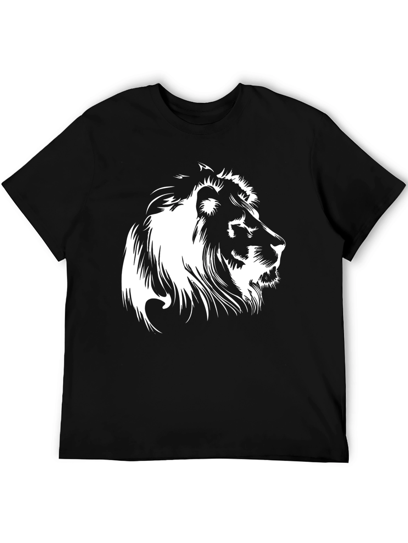 Black Lion Graphic Tee - Bold Animal Print Shirt