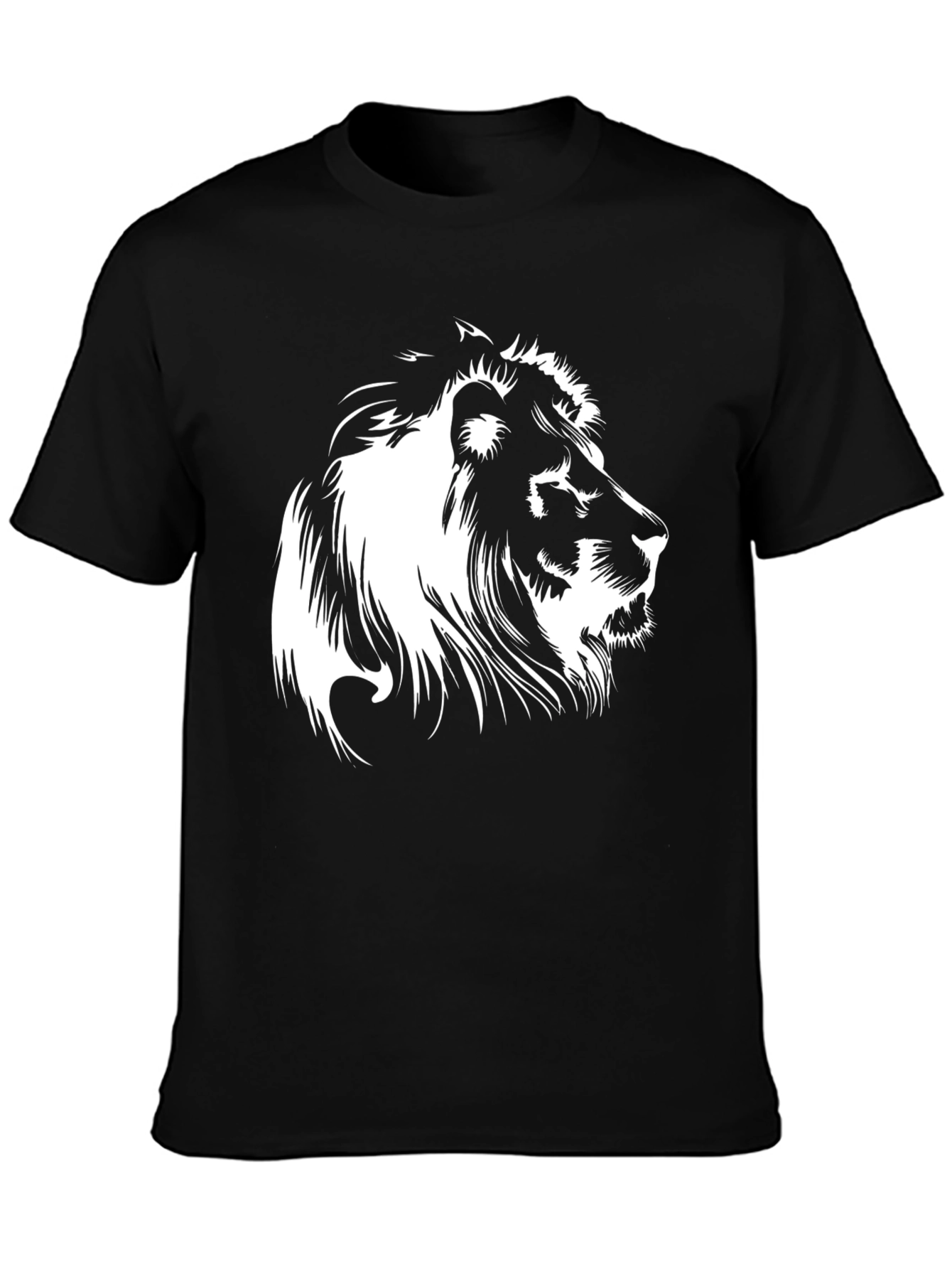 Black Lion Graphic Tee - Bold Animal Print Shirt