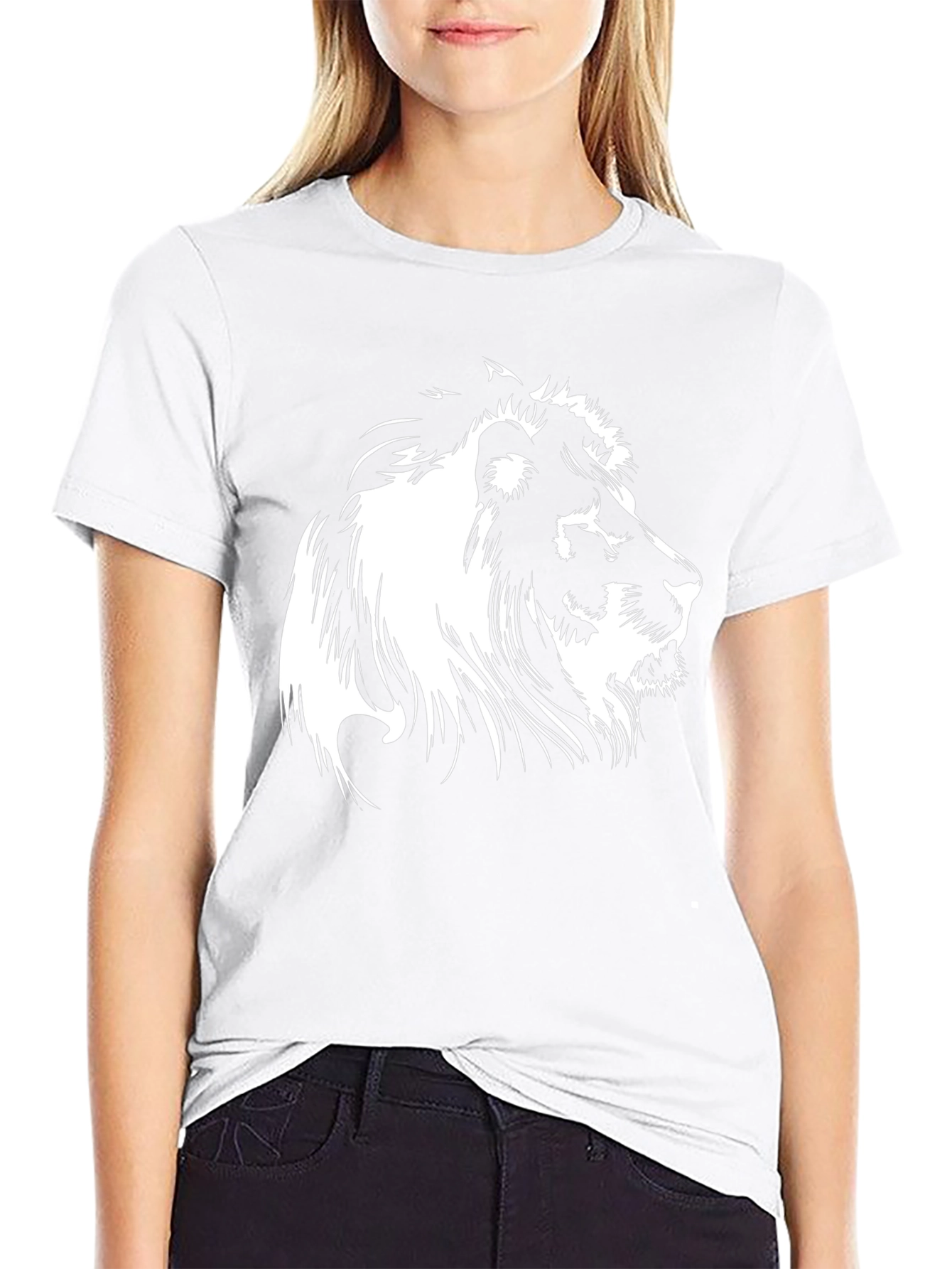 Black Lion Graphic Tee - Bold Animal Print Shirt