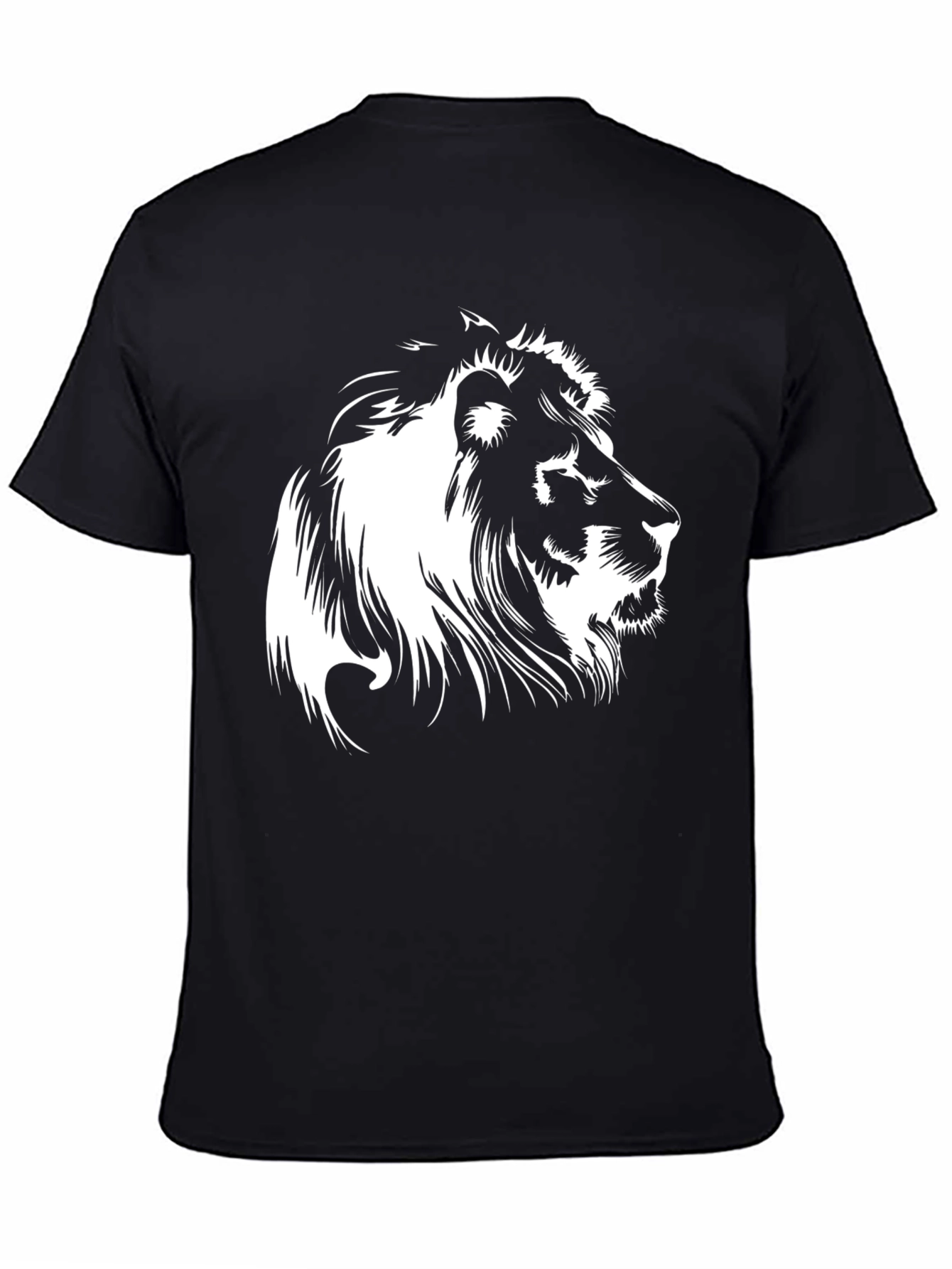Black Lion Graphic Tee - Bold Animal Print Shirt