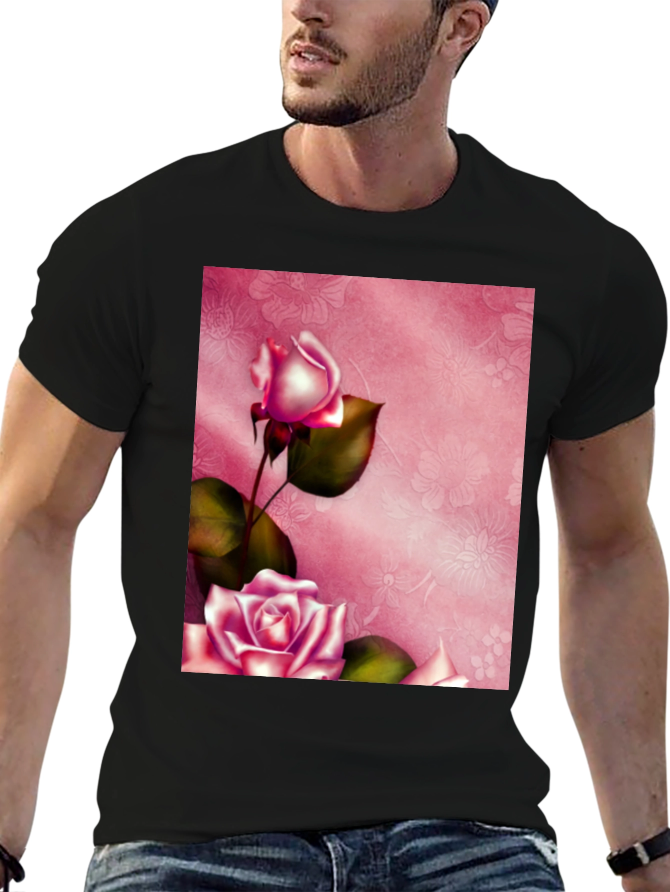 Floral Roses Graphic Tee - Stylish Blossom Design
