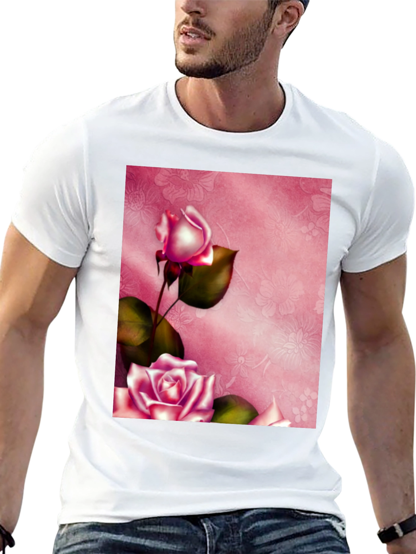 Floral Roses Graphic Tee - Stylish Blossom Design