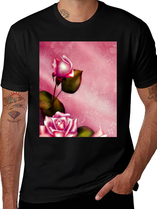 Floral Roses Graphic Tee - Stylish Blossom Design