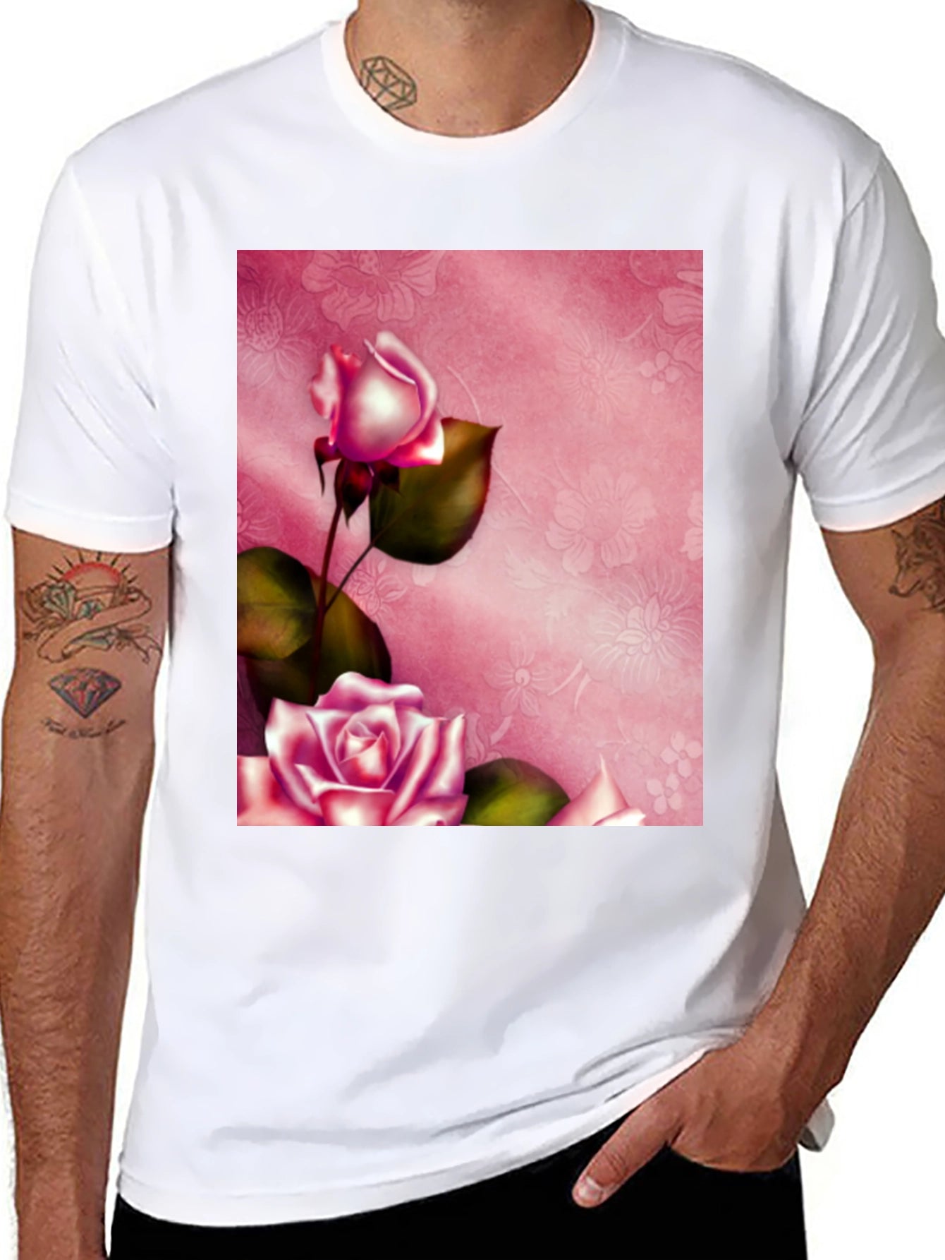 Floral Roses Graphic Tee - Stylish Blossom Design