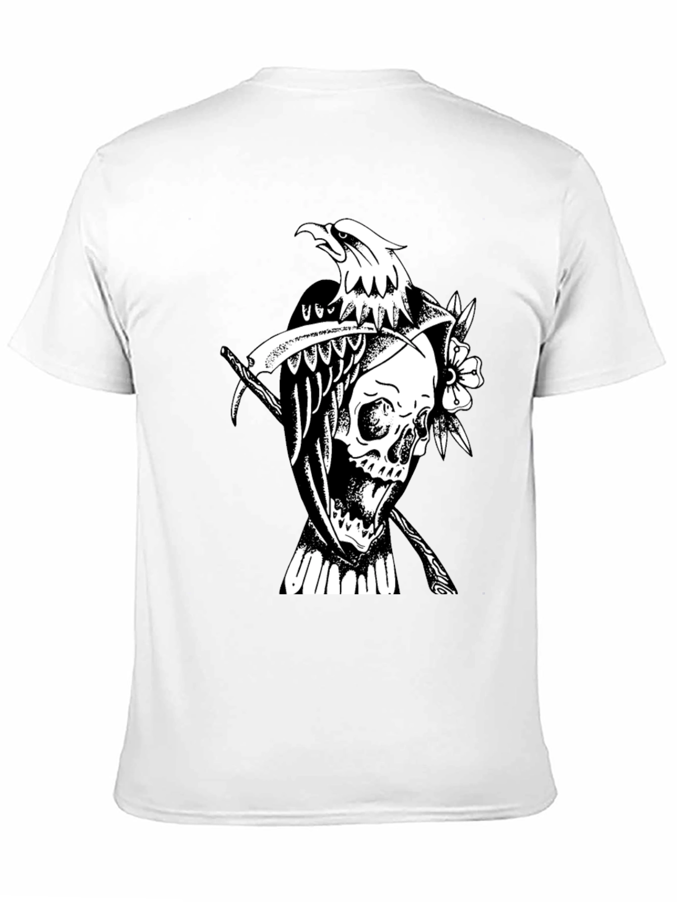 Grim Reaper Eagle Graphic Tee - Black Cotton T-Shirt