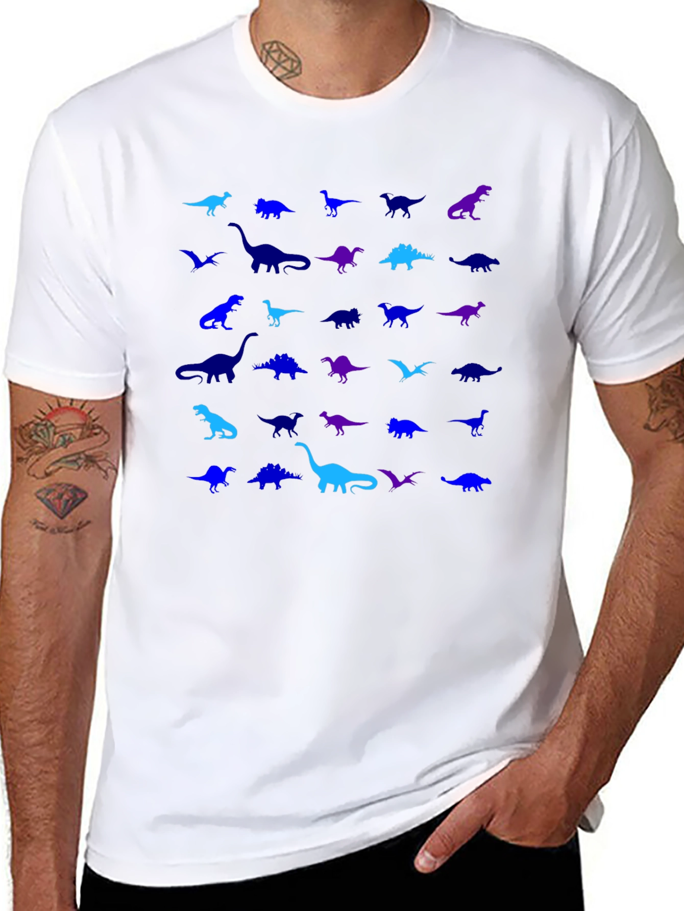 Dinosaur Pattern Graphic Tee Shirt