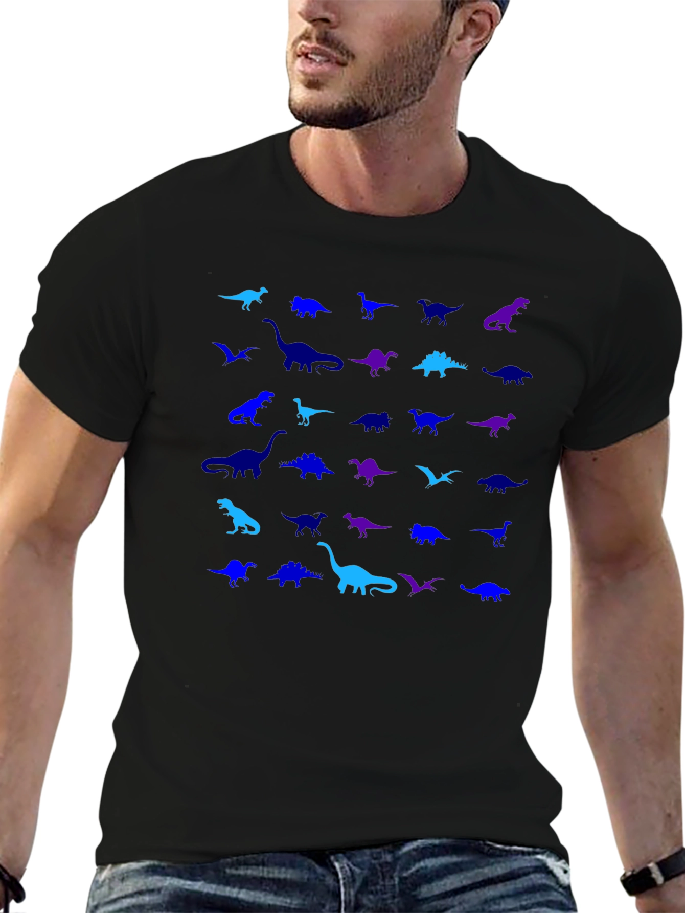Dinosaur Pattern Graphic Tee Shirt