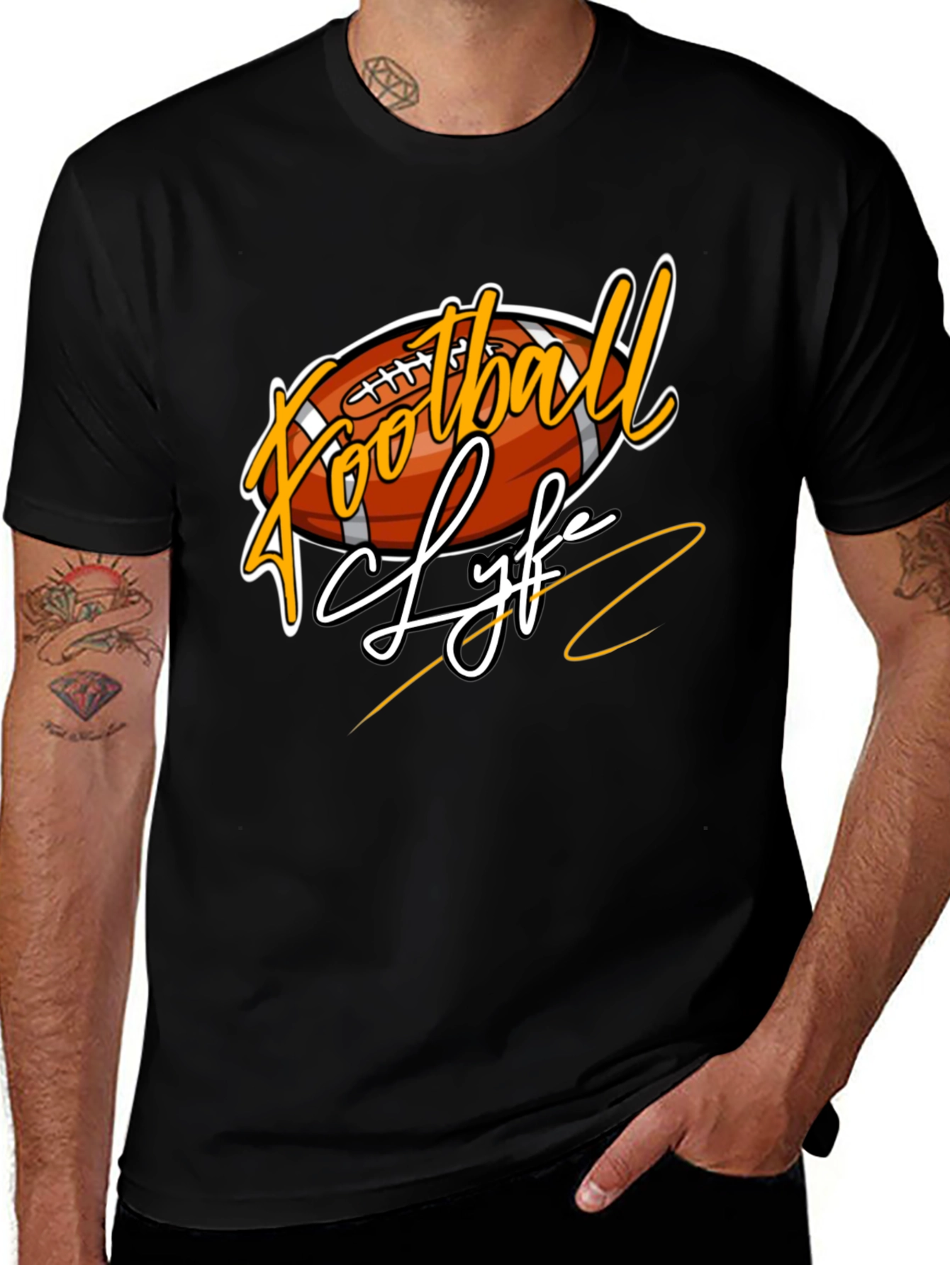 Football Life Graphic Tee - Black Casual Shirt