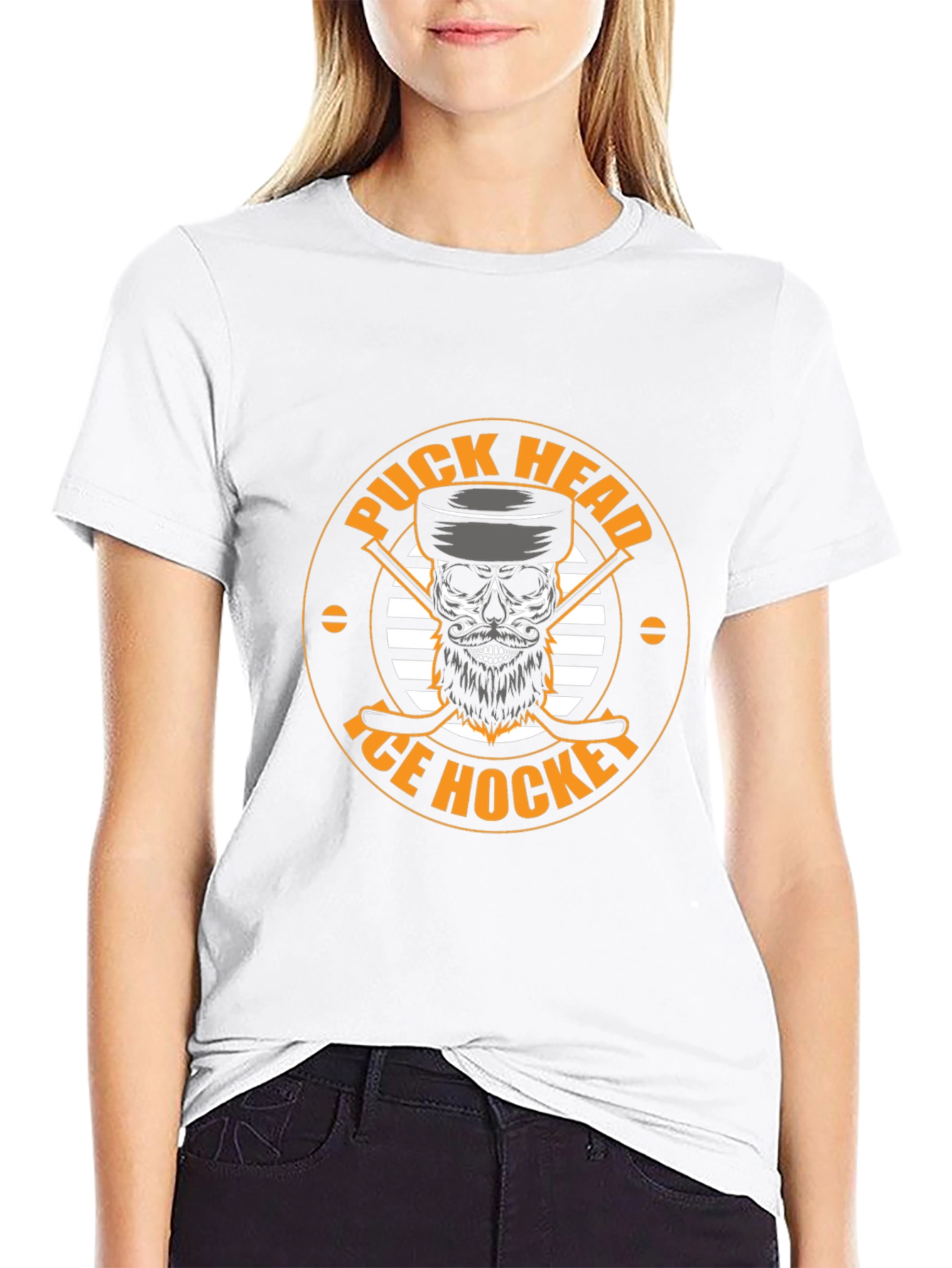 Puck Head Ice Hockey Skull Graphic Tee