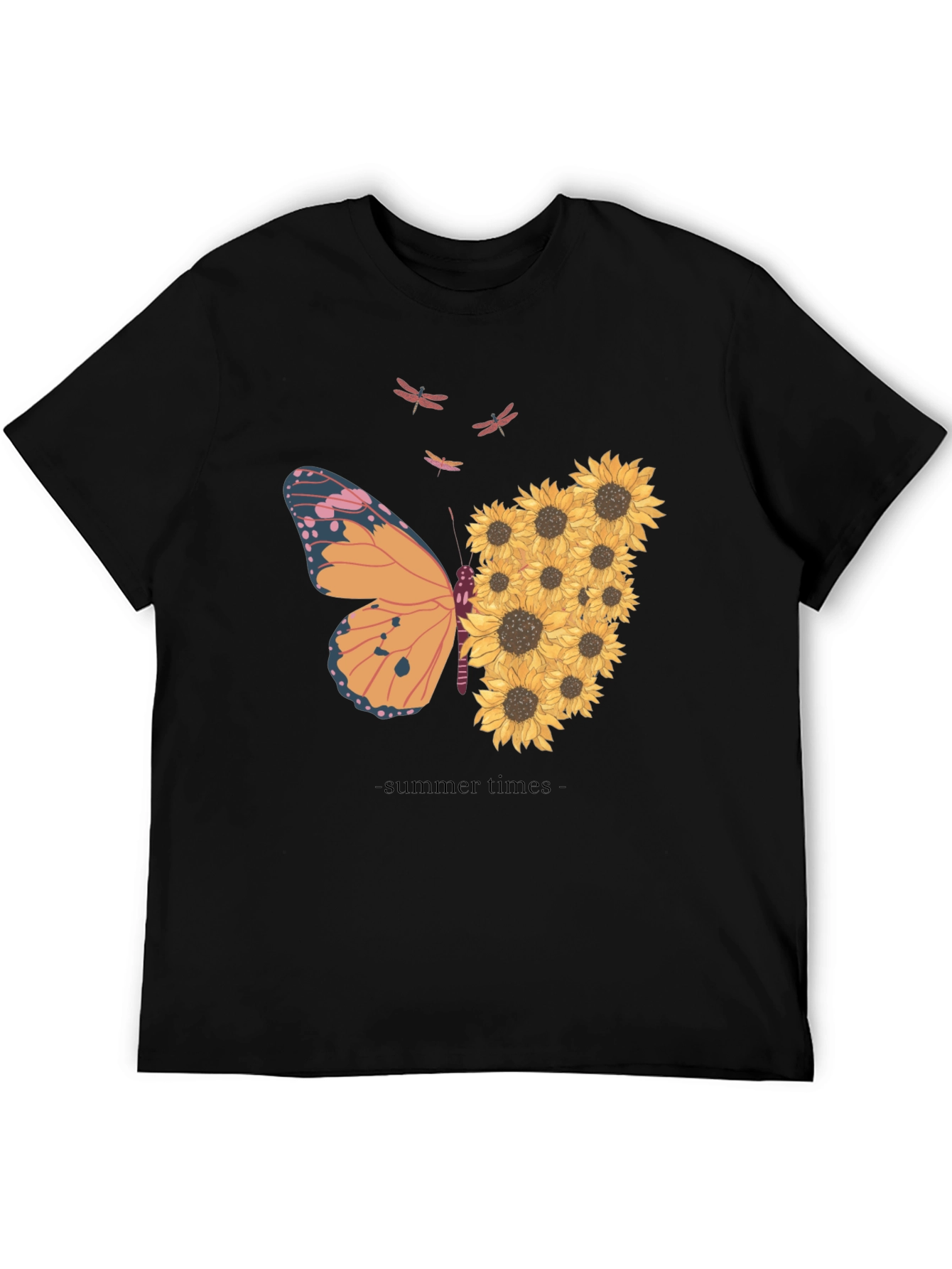 Summer Butterfly Sunflower Graphic T-Shirt