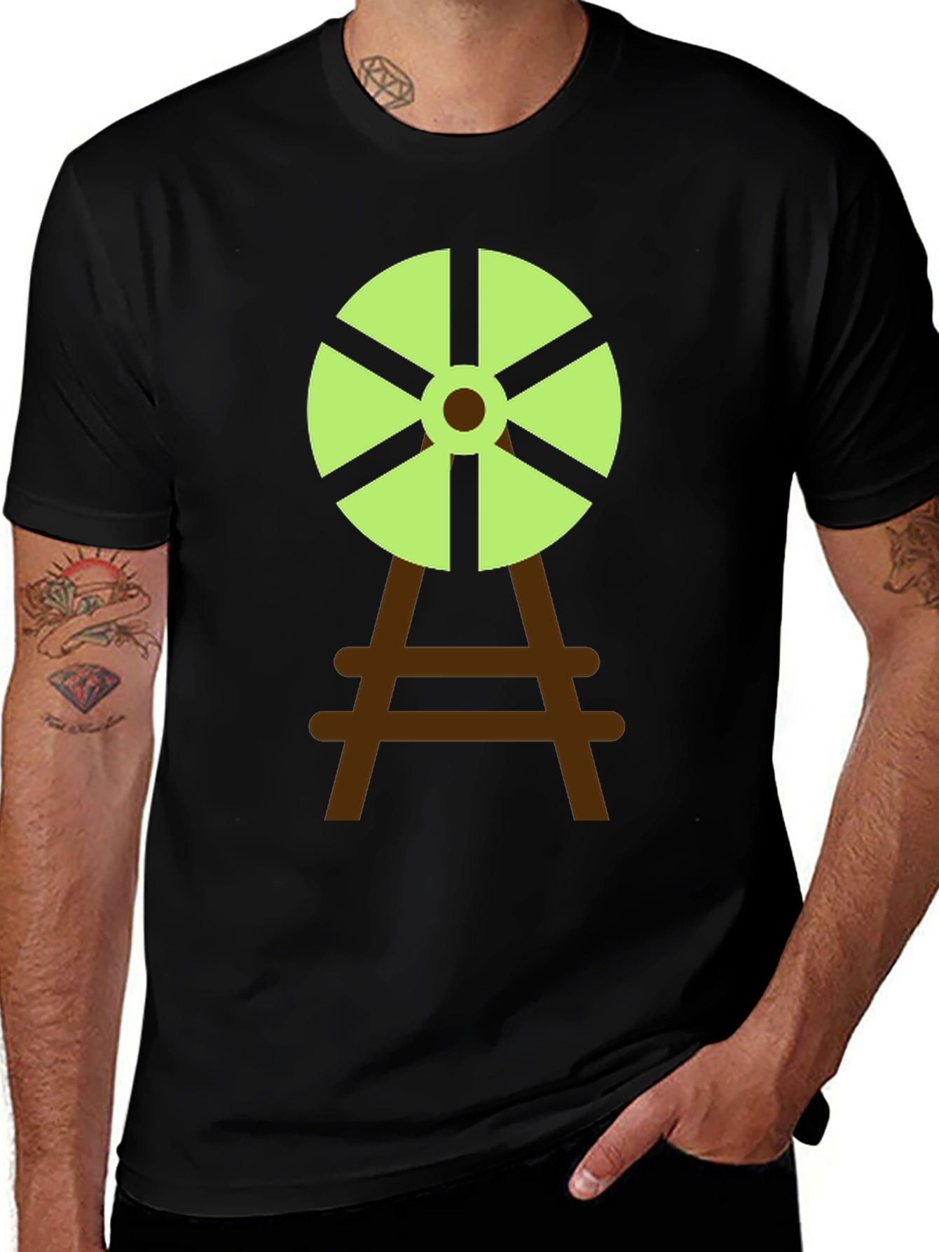 Windmill Graphic Tee - Black Cotton Blend
