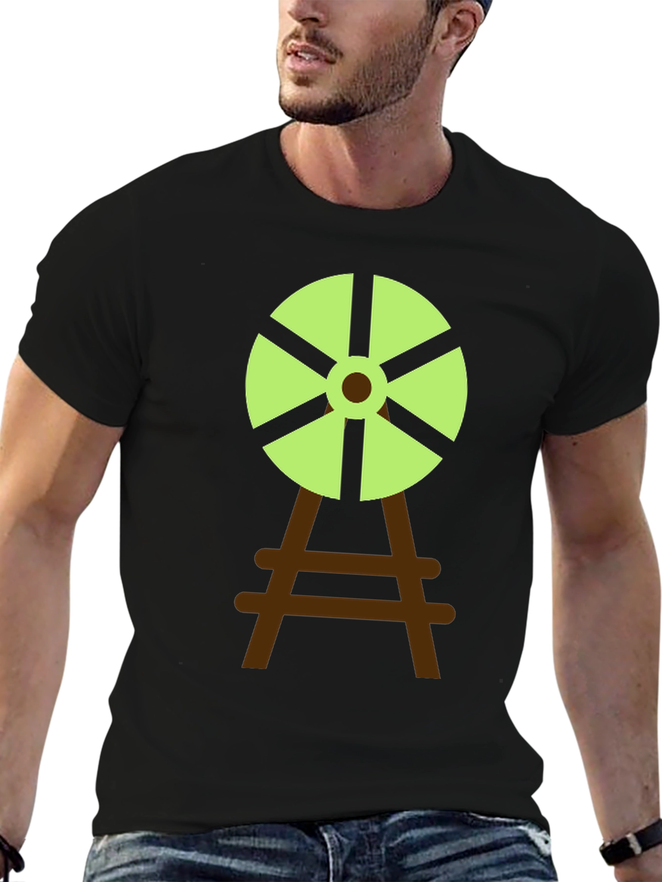 Windmill Graphic Tee - Black Cotton Blend