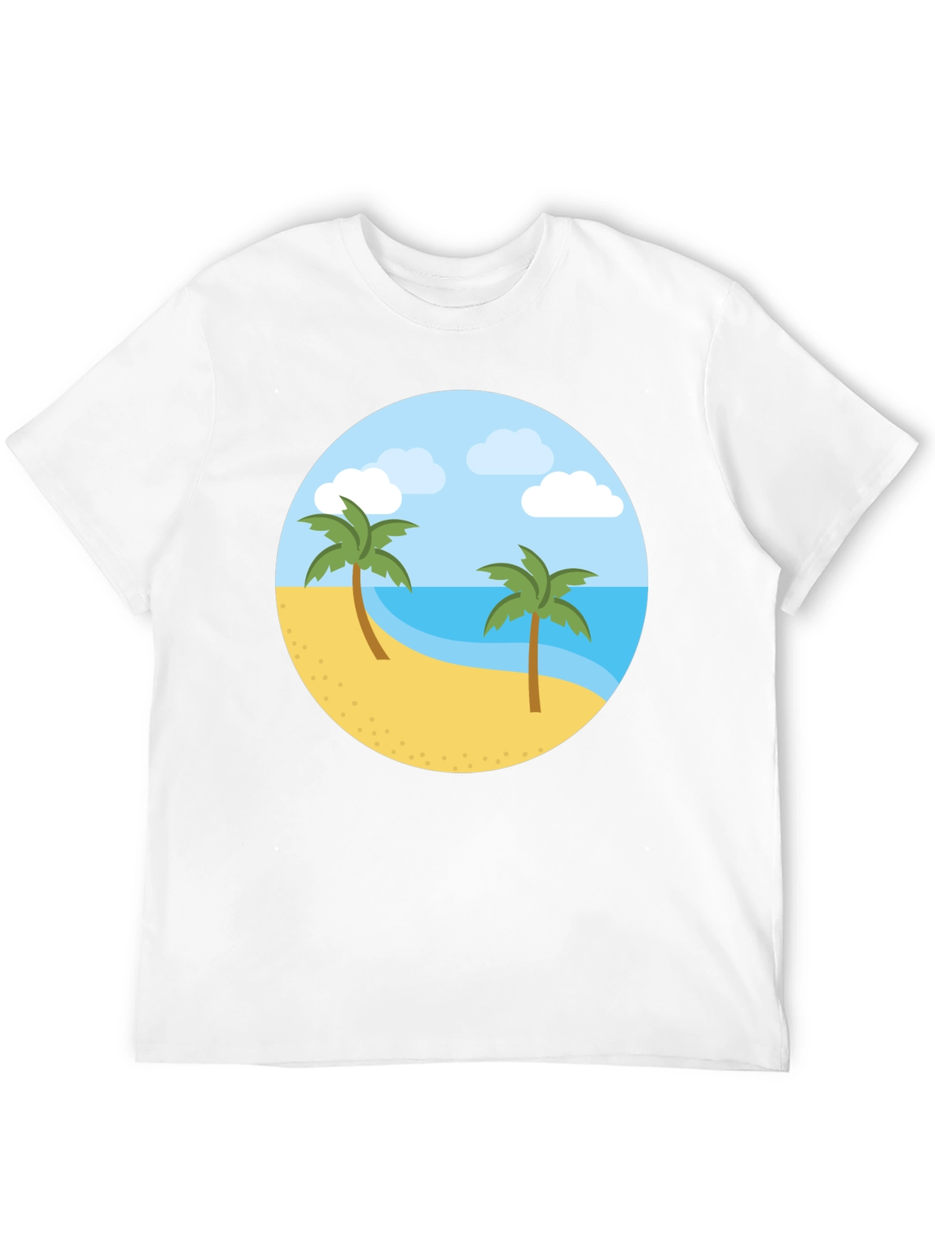 Tropical Island Graphic Tee - Black Cotton T-Shirt