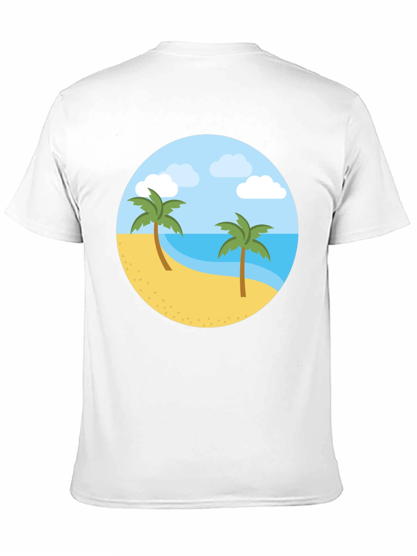 Tropical Island Graphic Tee - Black Cotton T-Shirt