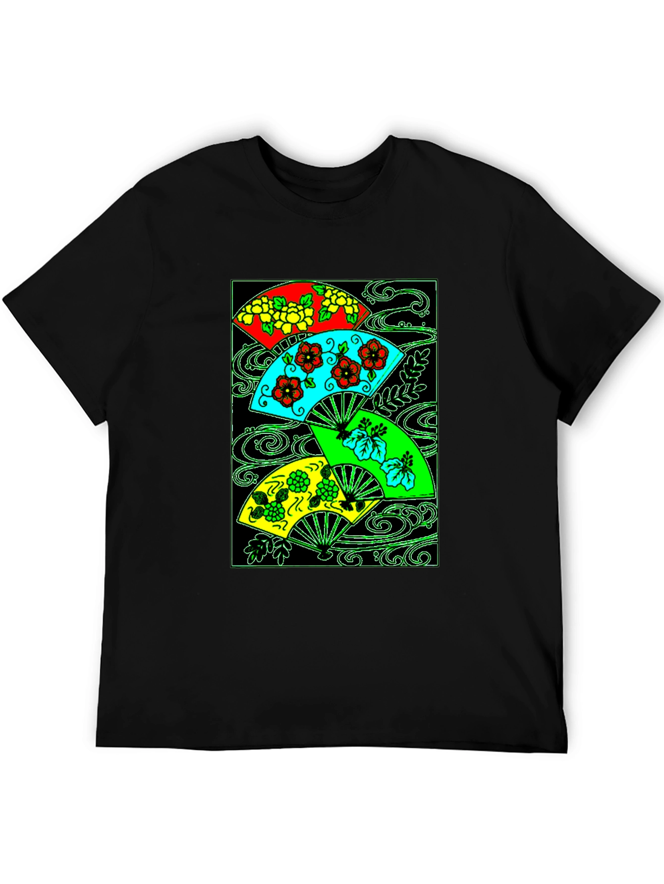 Floral Fan T-Shirt - Unique Artistic Design