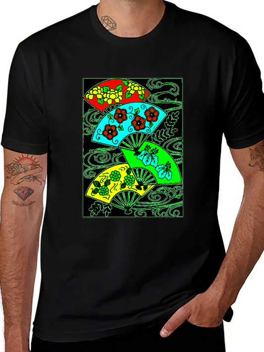 Floral Fan T-Shirt - Unique Artistic Design
