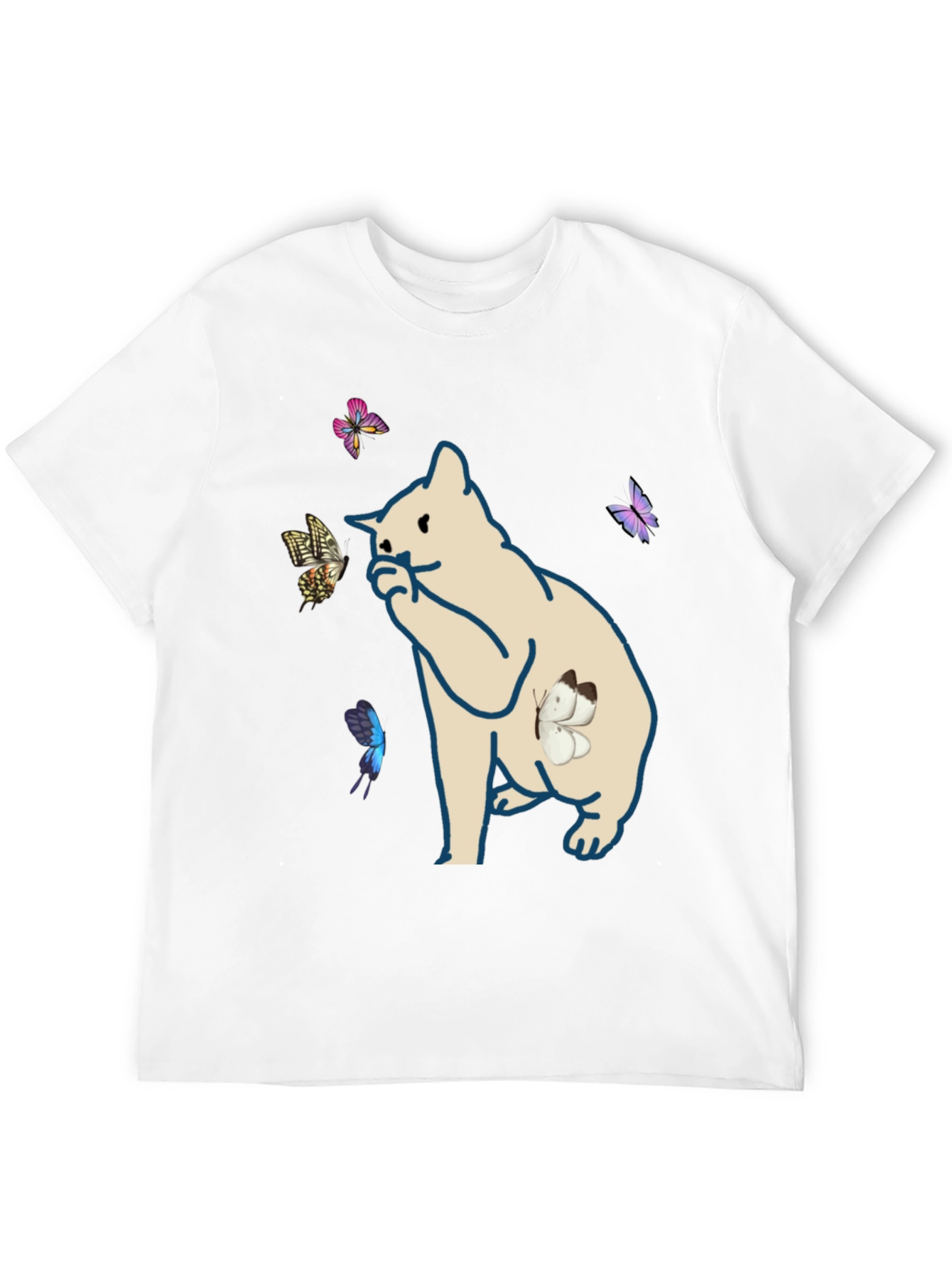 Butterfly Cat Black T-Shirt