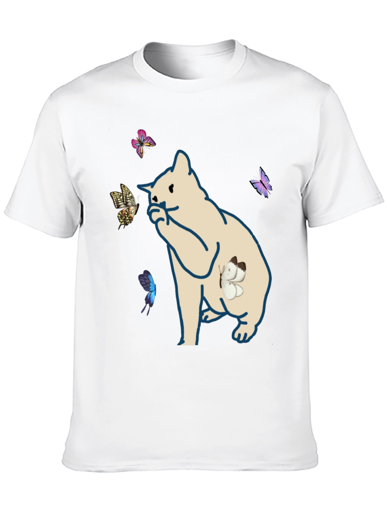 Butterfly Cat Black T-Shirt