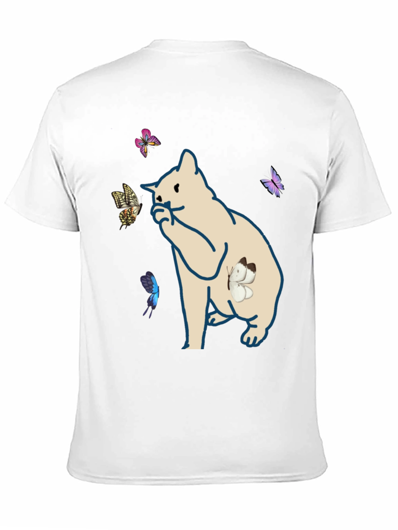 Butterfly Cat Black T-Shirt