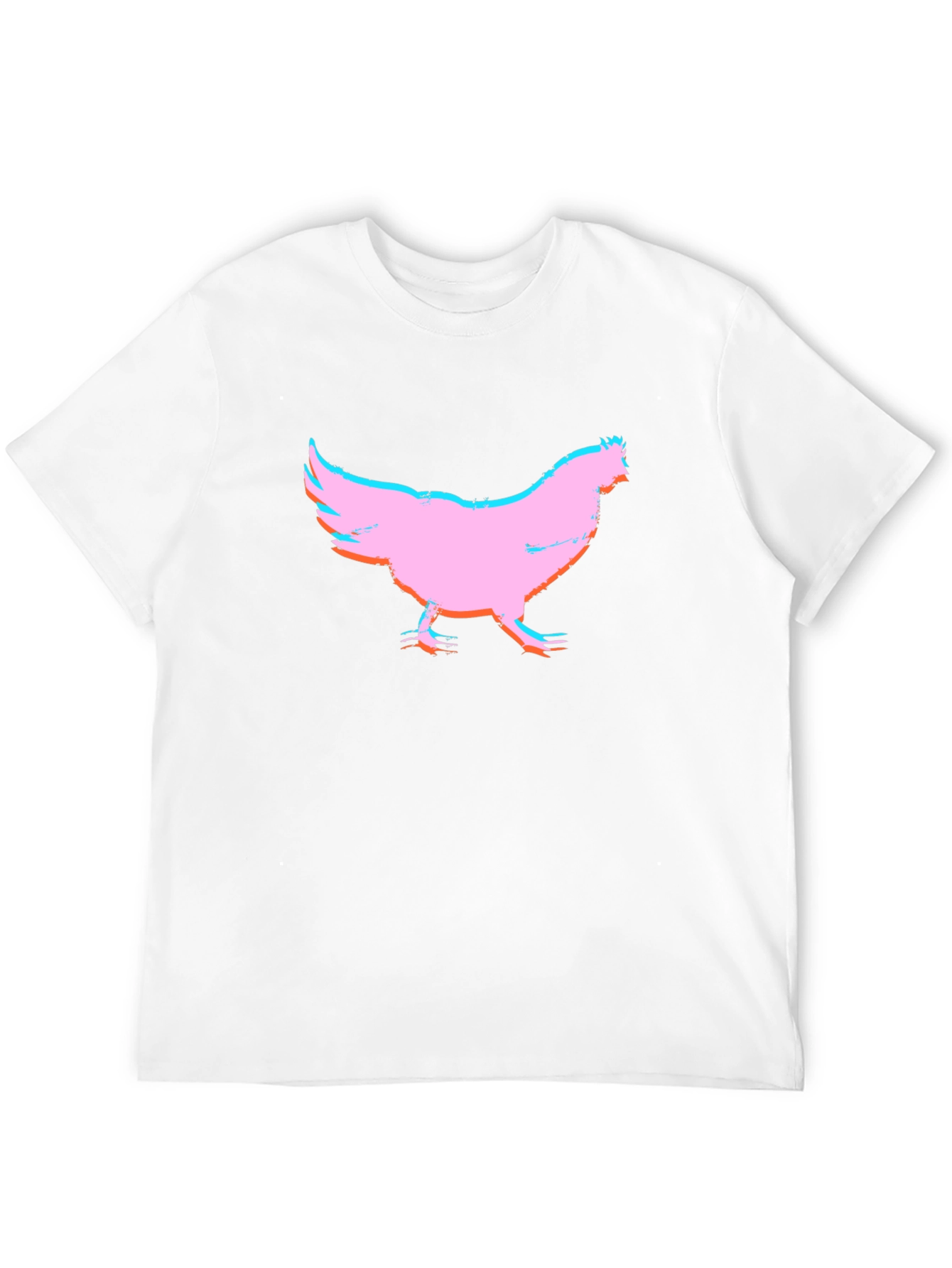 Pink Chicken Graphic Black T-Shirt