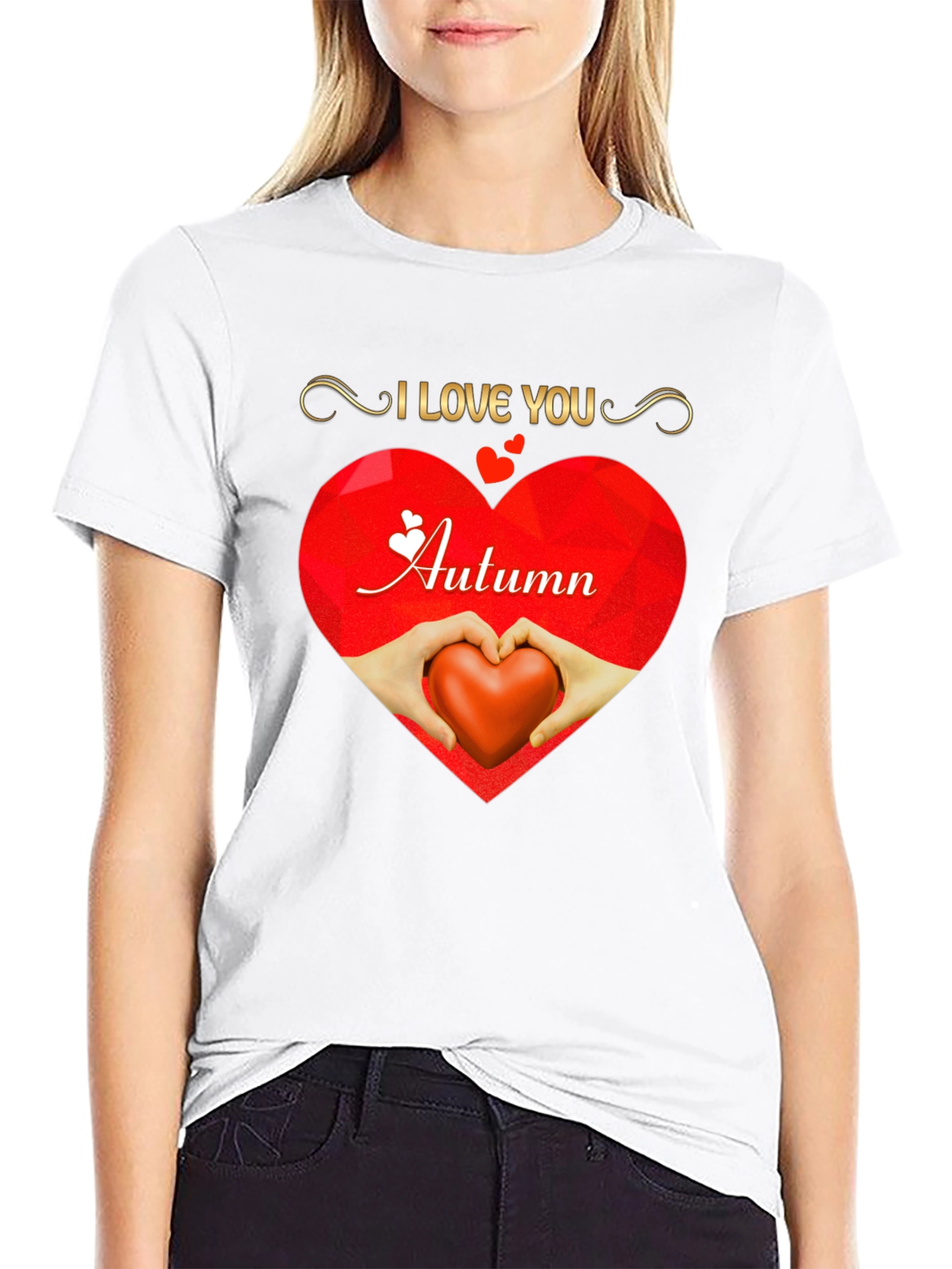 I Love You Autumn Heart Graphic T-Shirt